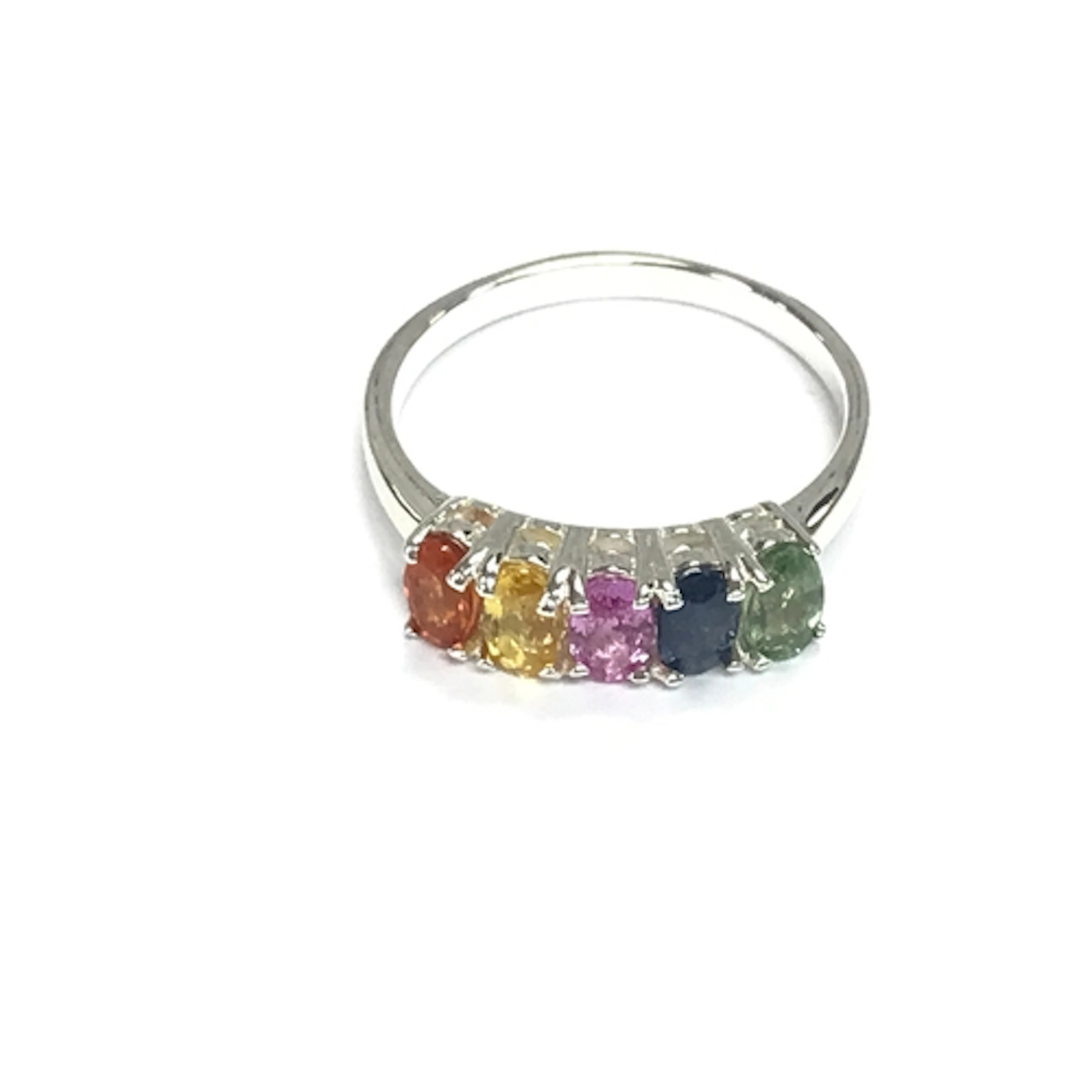 Silver rainbow sapphire ring. Size N 1/2