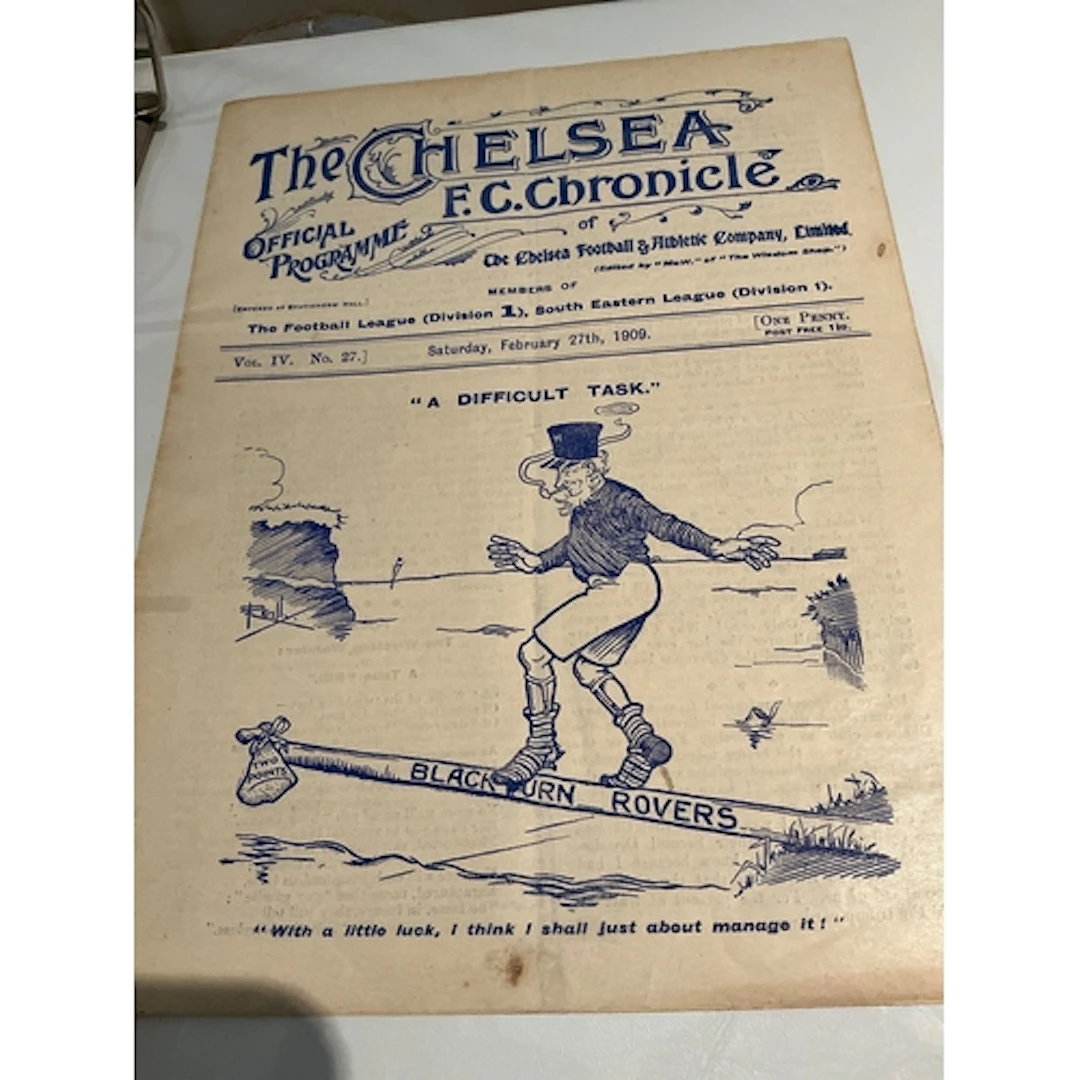 1908 - 1909 Chelsea v Blackburn Football Programme: Good wit...