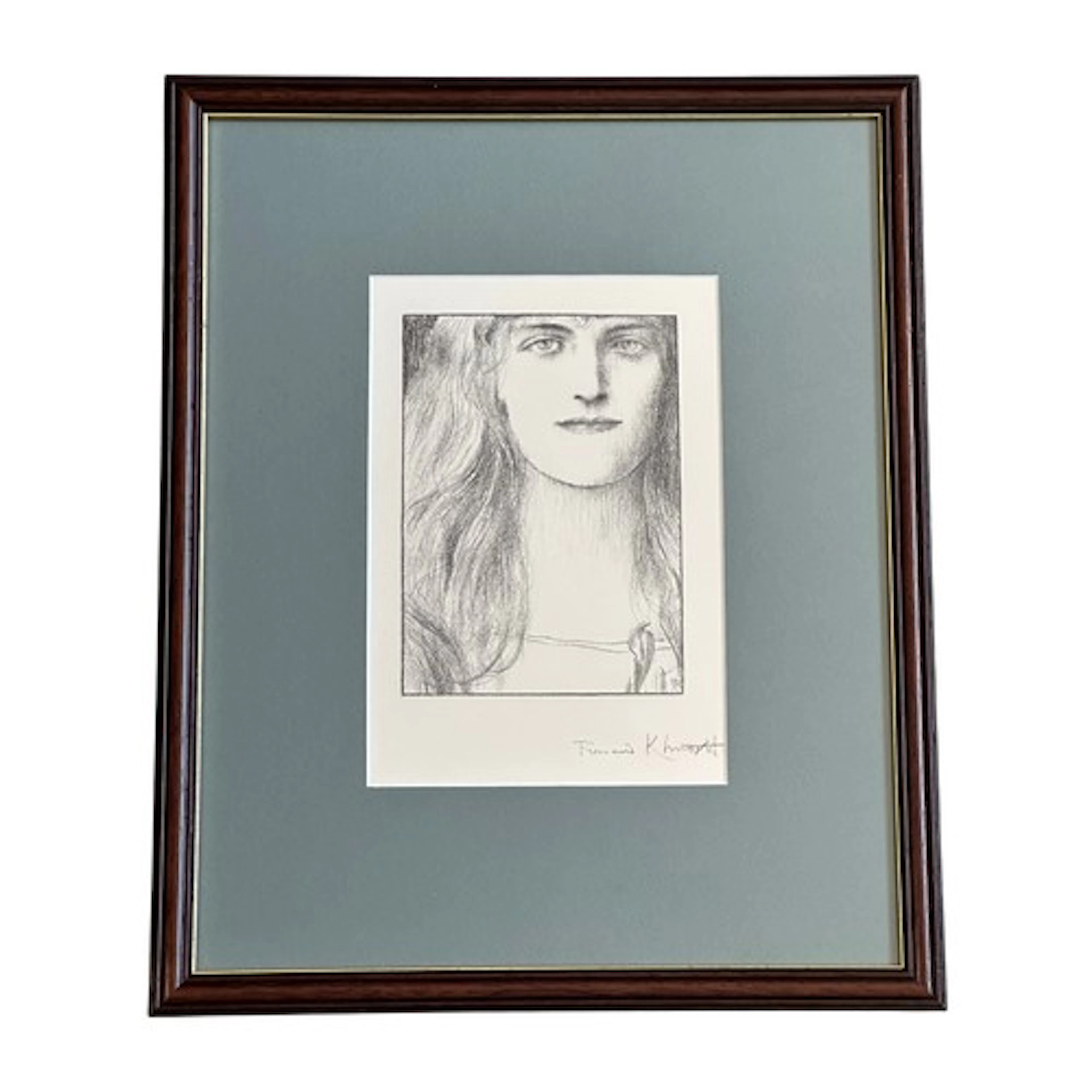 Fernand Knopff (1858-1921) 'Une tête de face' original litho...