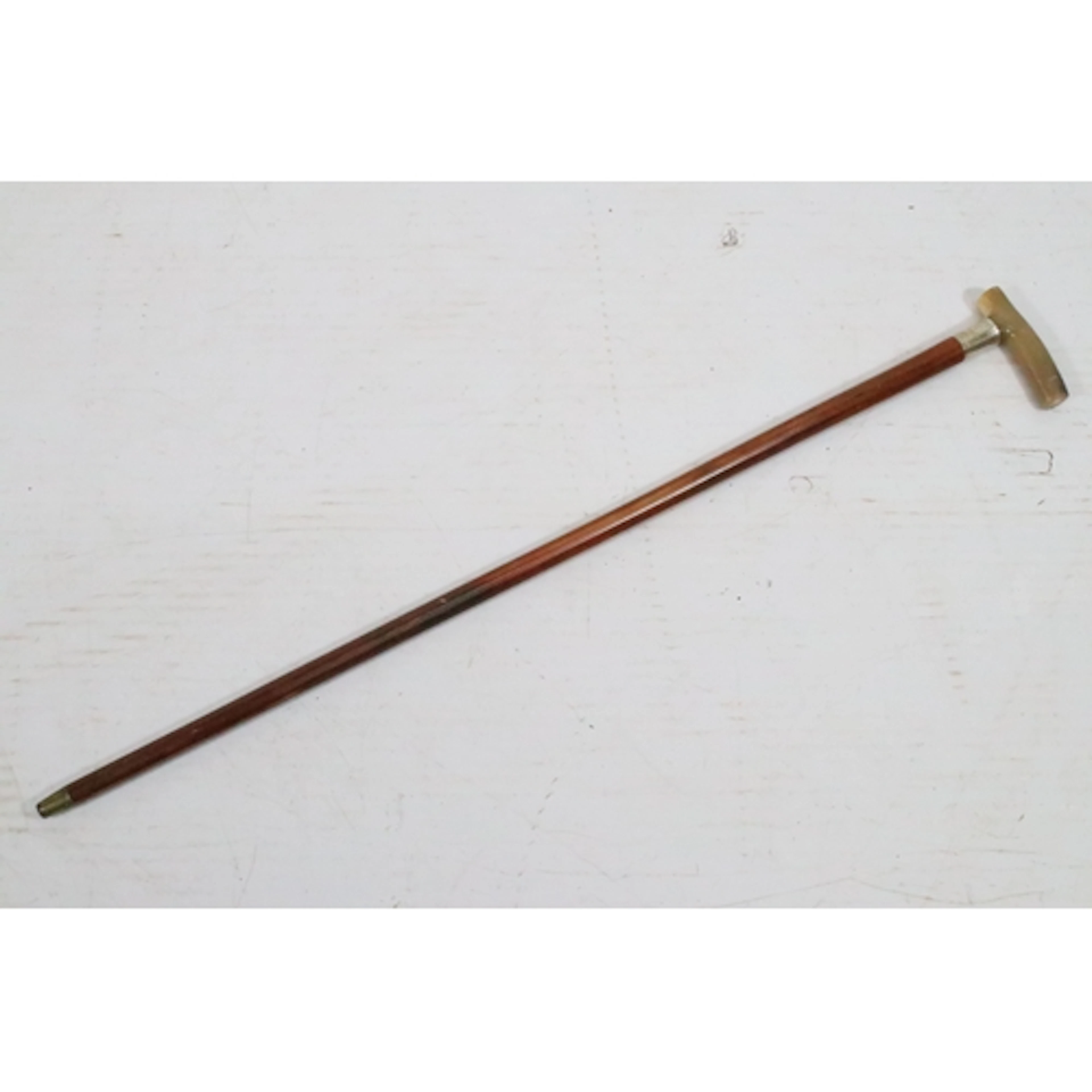1930s silver collared horn handled walking stick, marked for...