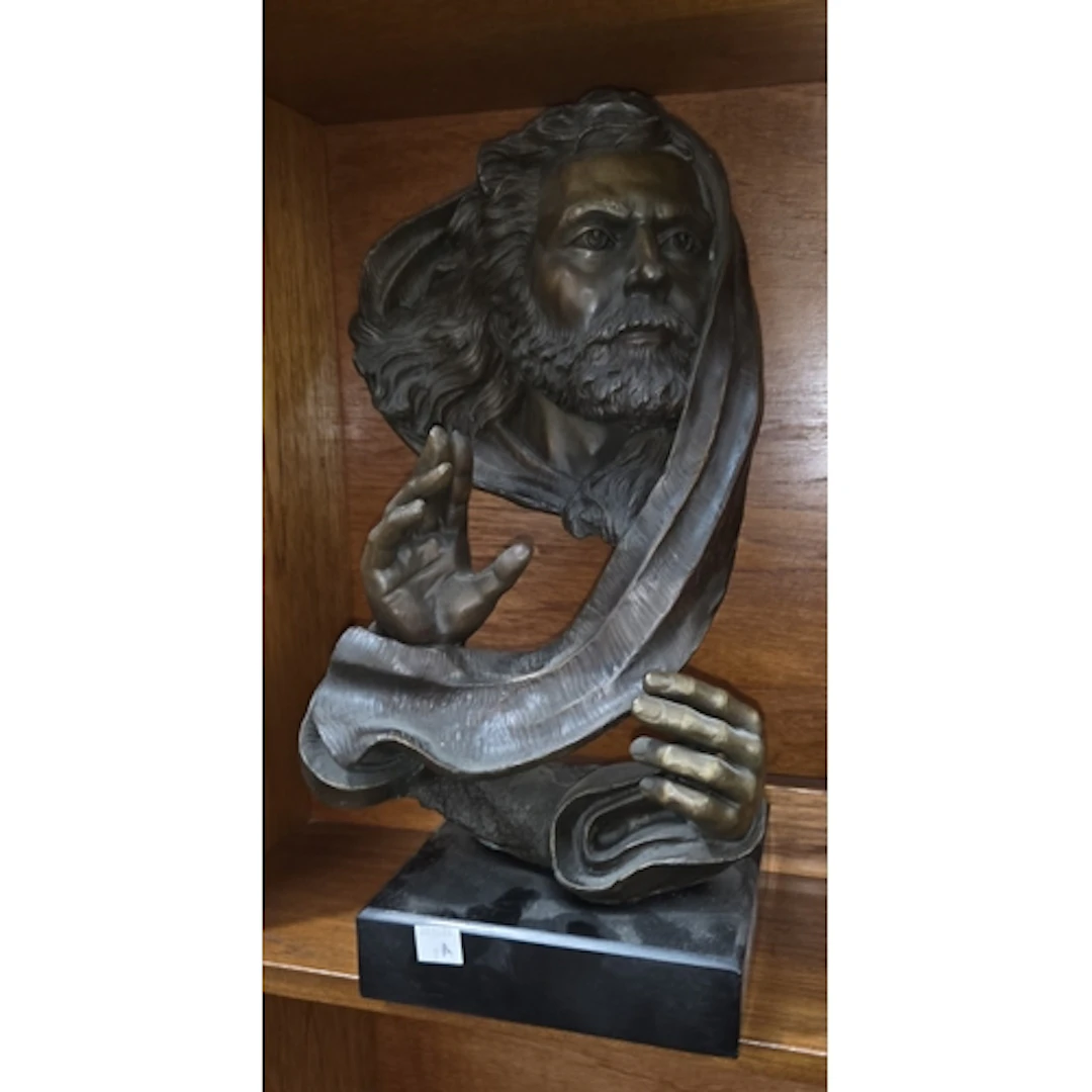 A 20th century bronze 'Moses' abstract of man giving blessin...