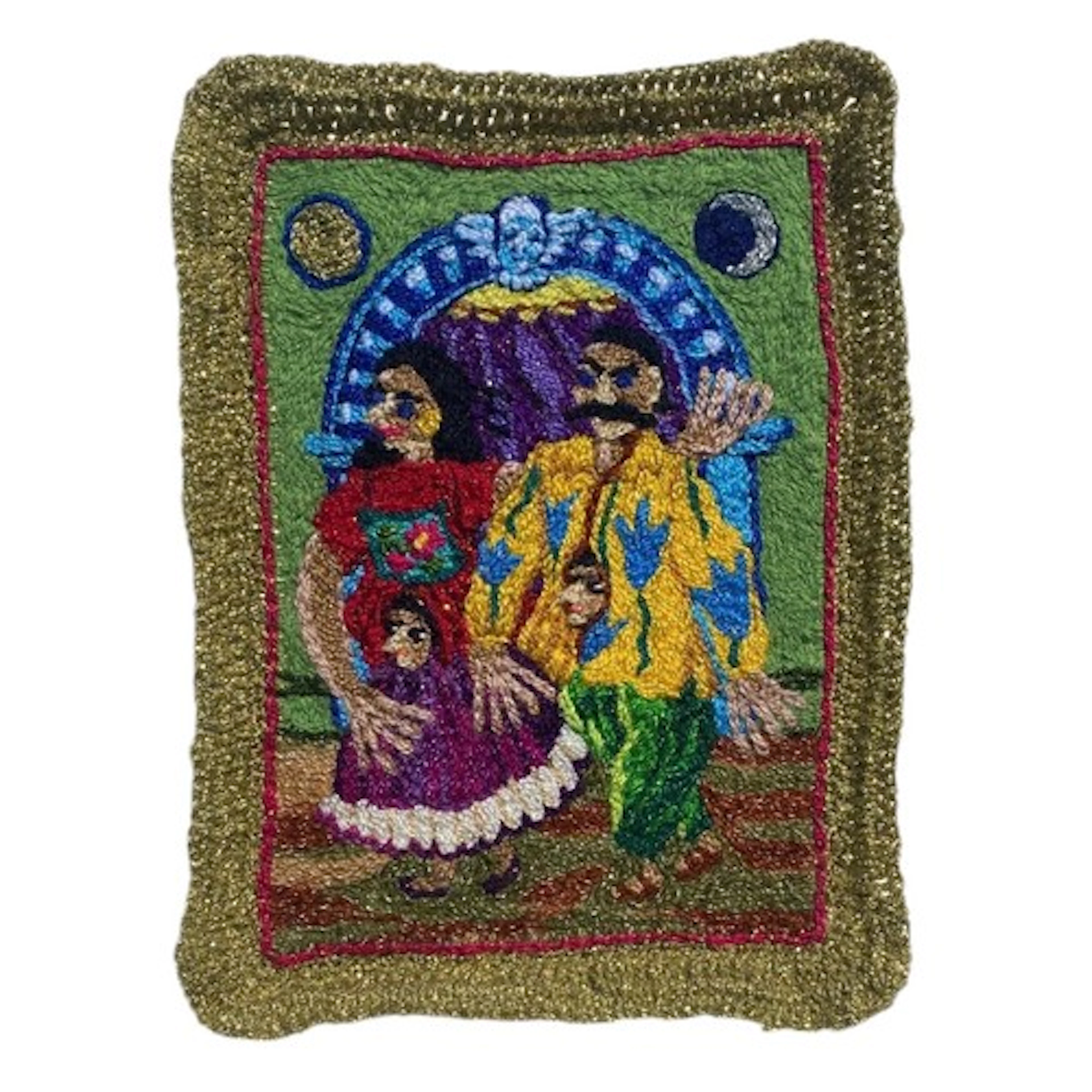 CORINNA SARGOOD (B.1941) EMBROIDERY OF MEXICAN COUPLE IN COS...