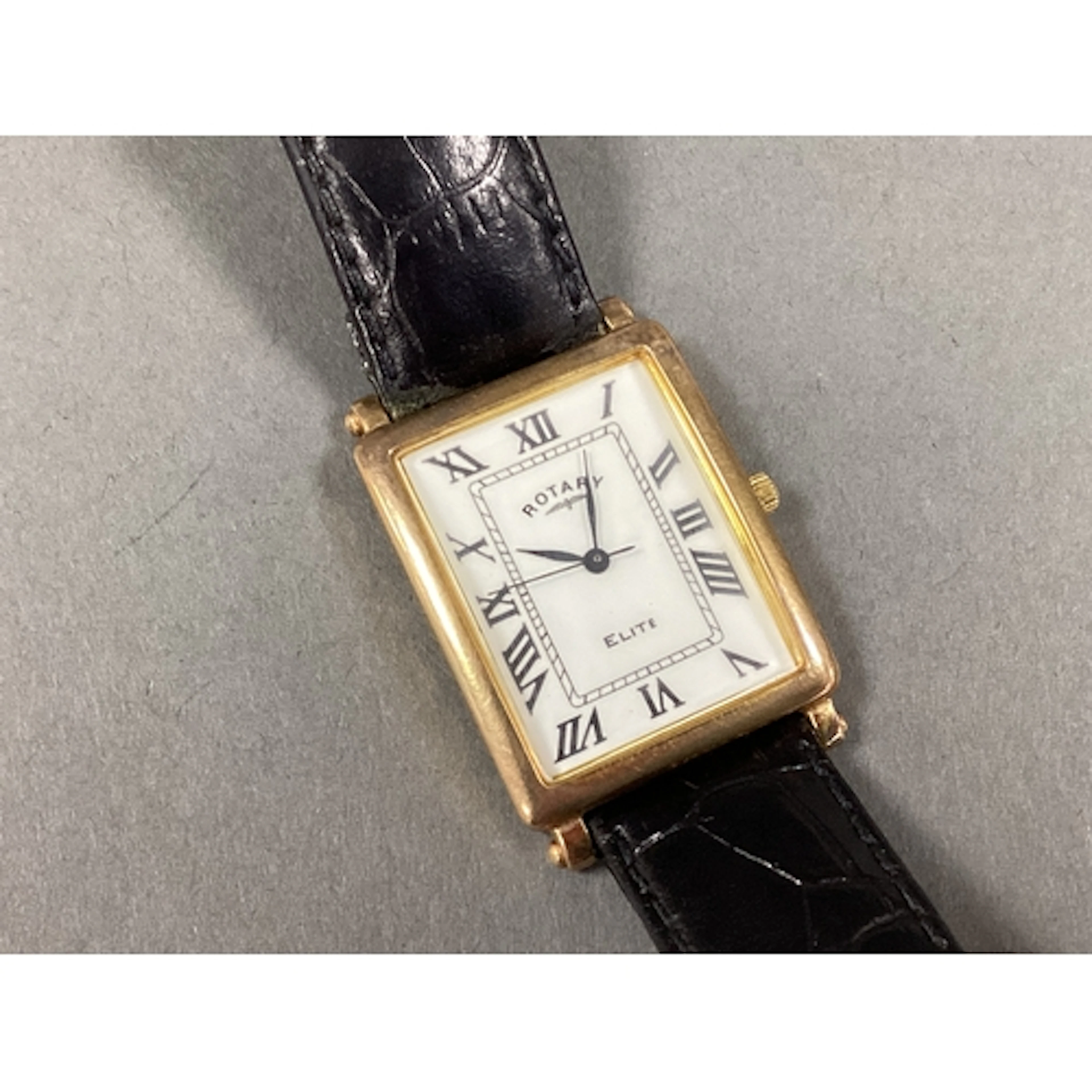 Rotary; A 9ct Gold Cased Gent's Wristwatch, the rectangular ...