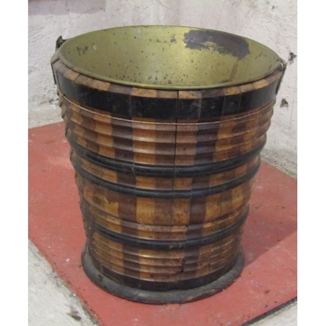 Antique Oyster Bucket Ribbed Apron Swing Carry Handle with O...