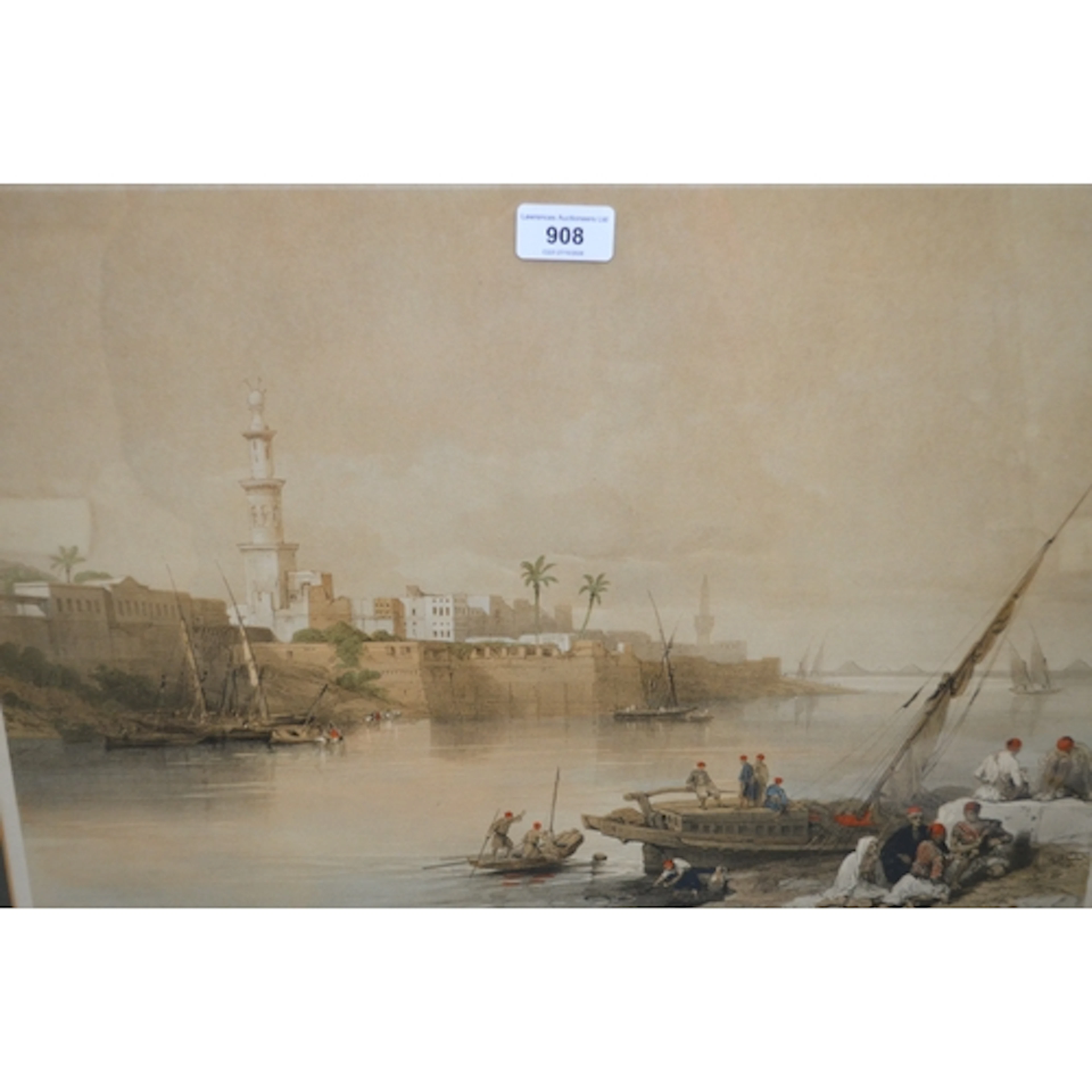David Roberts, lithograph, activity on the Nile, 37 x 52cm
