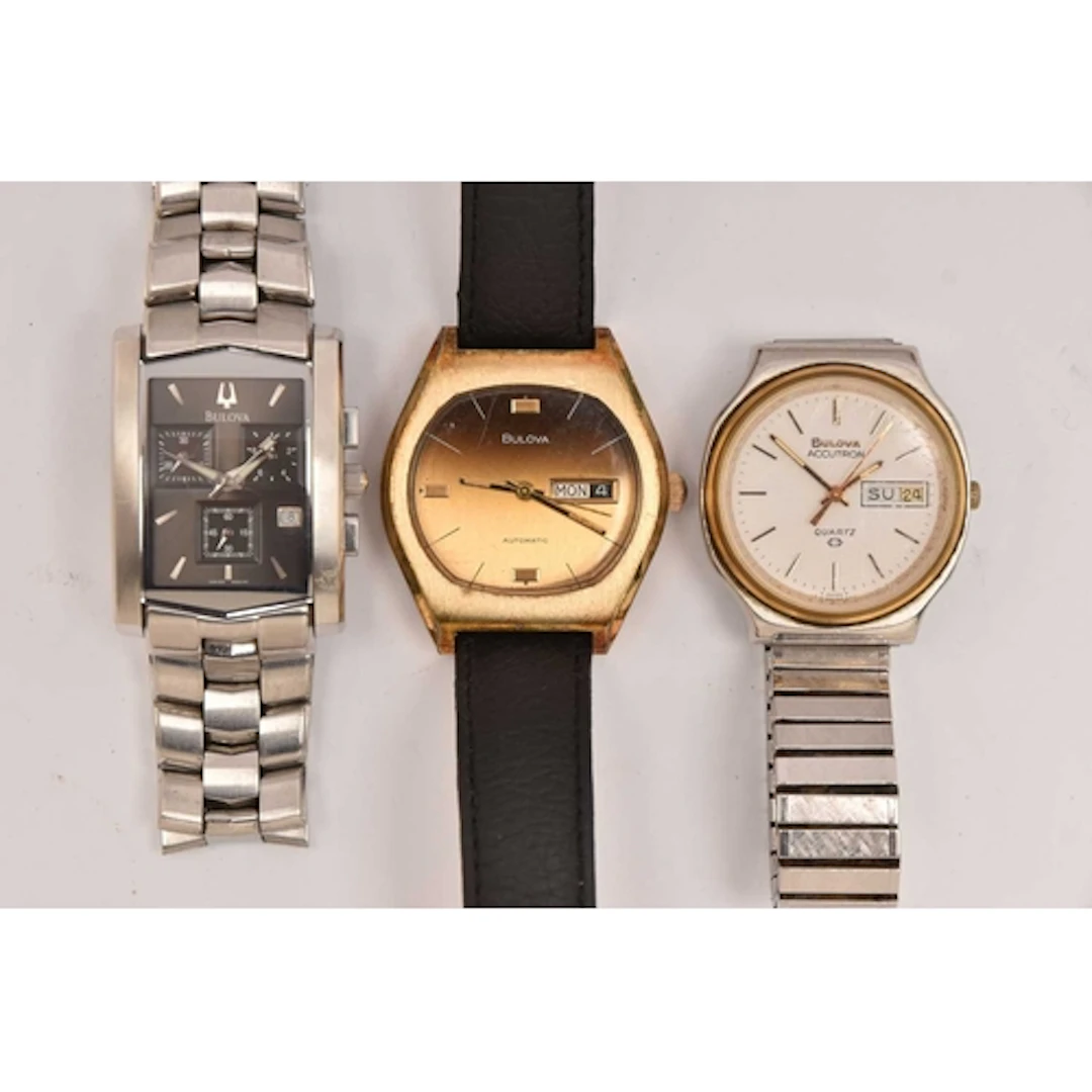 THREE BULOVA WRISTWATCHES, to include a 1970s gold plated au...