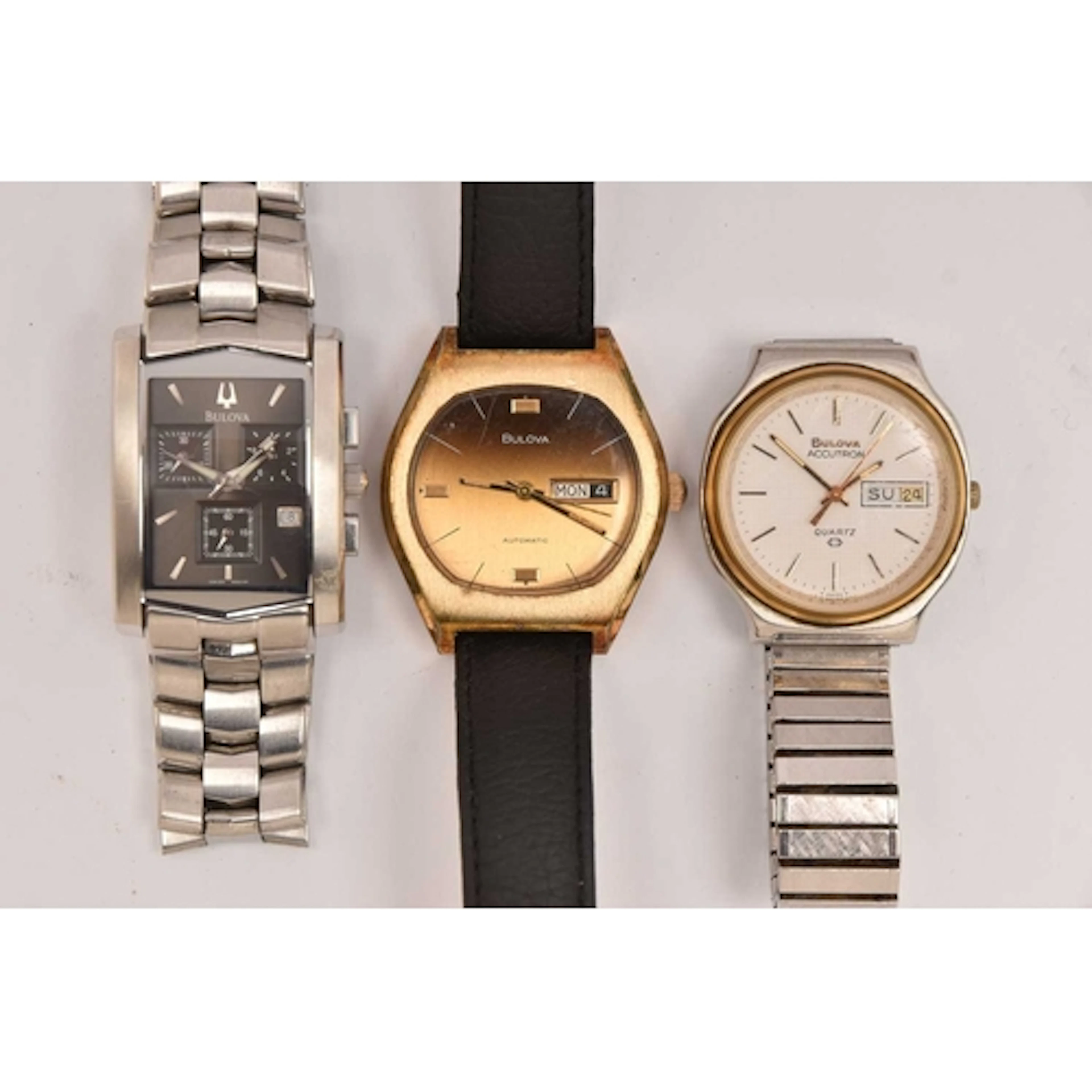 THREE BULOVA WRISTWATCHES, to include a 1970s gold plated au...