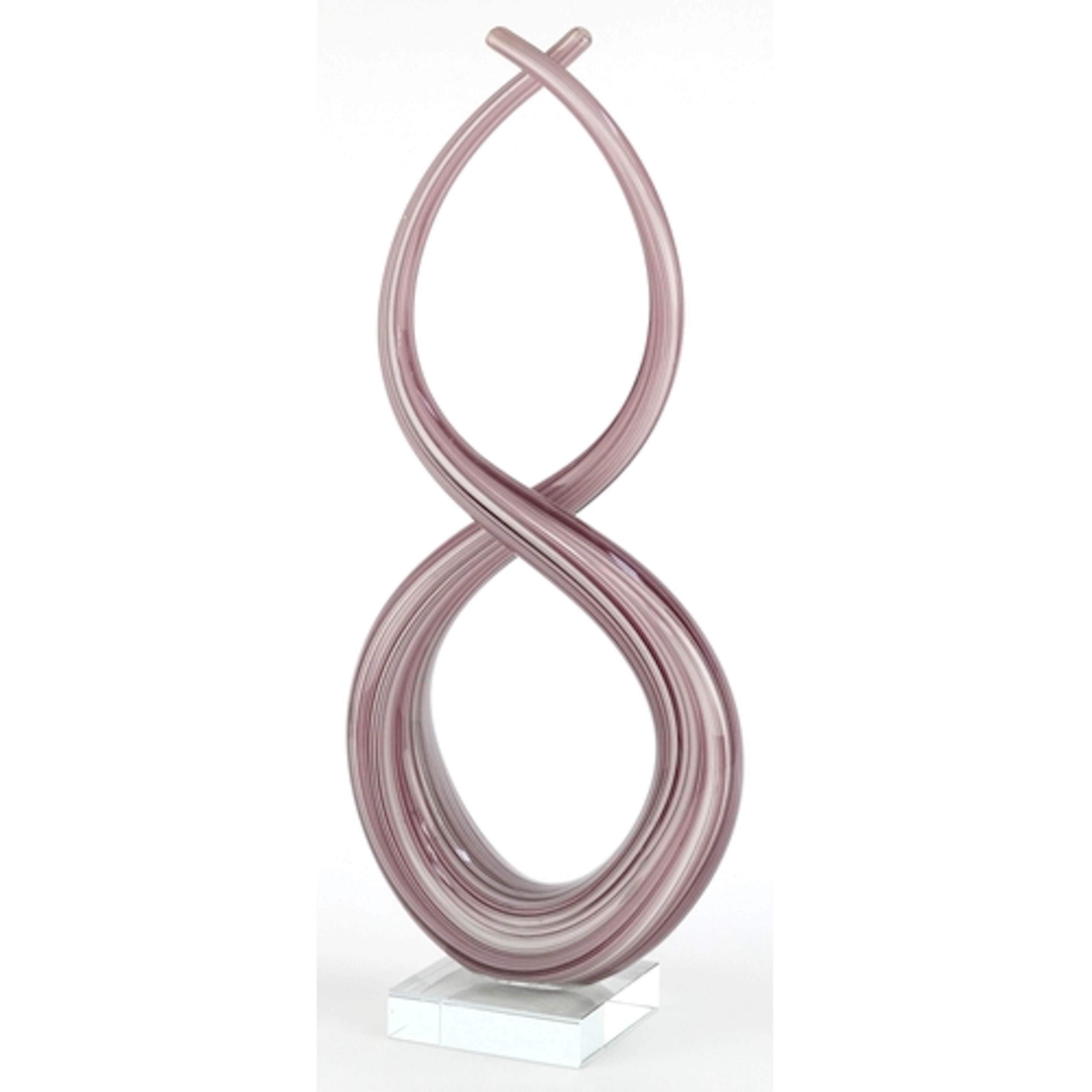 Murano style pink and purple glass sculpture raised on a cle...