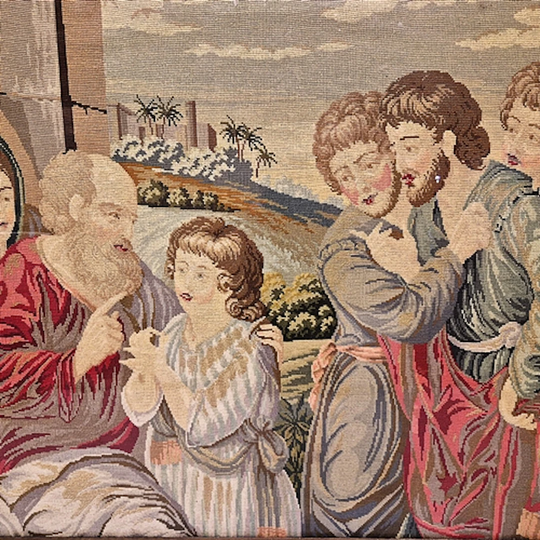 Victorian Berlin style woolwork tapestry depicting a Biblica...