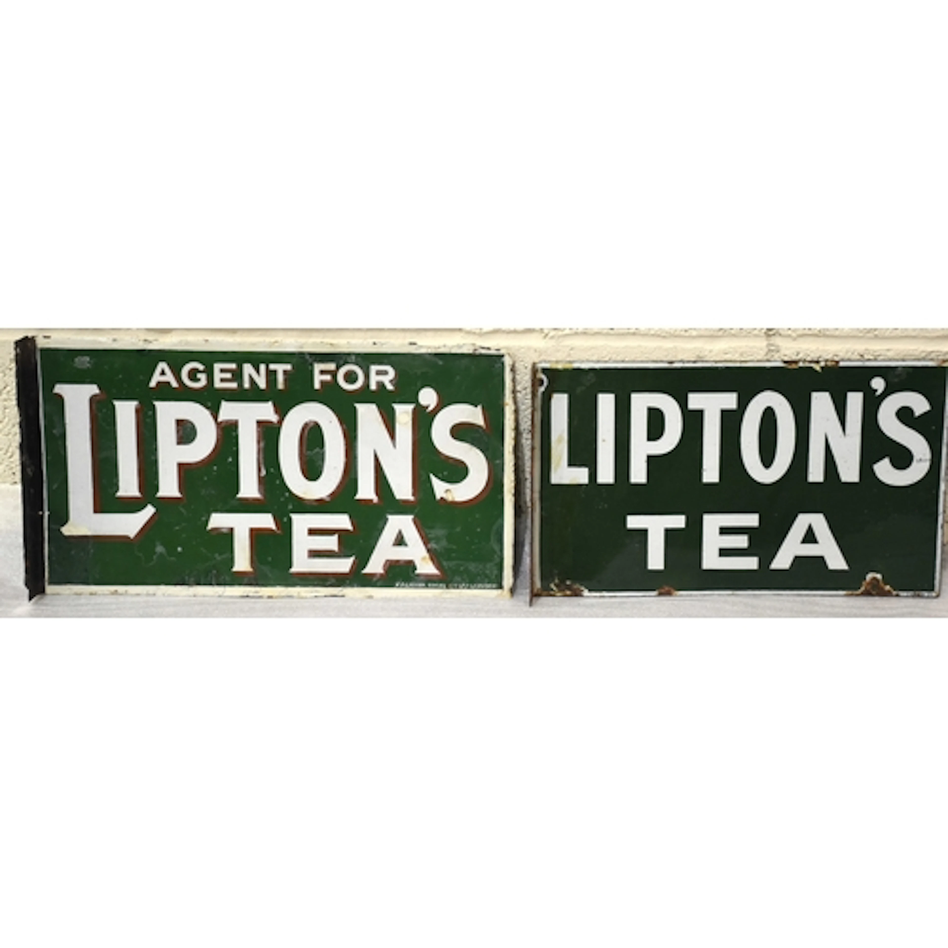 Two double-sided Lipton's Tea enamelled advertising signs, 2...