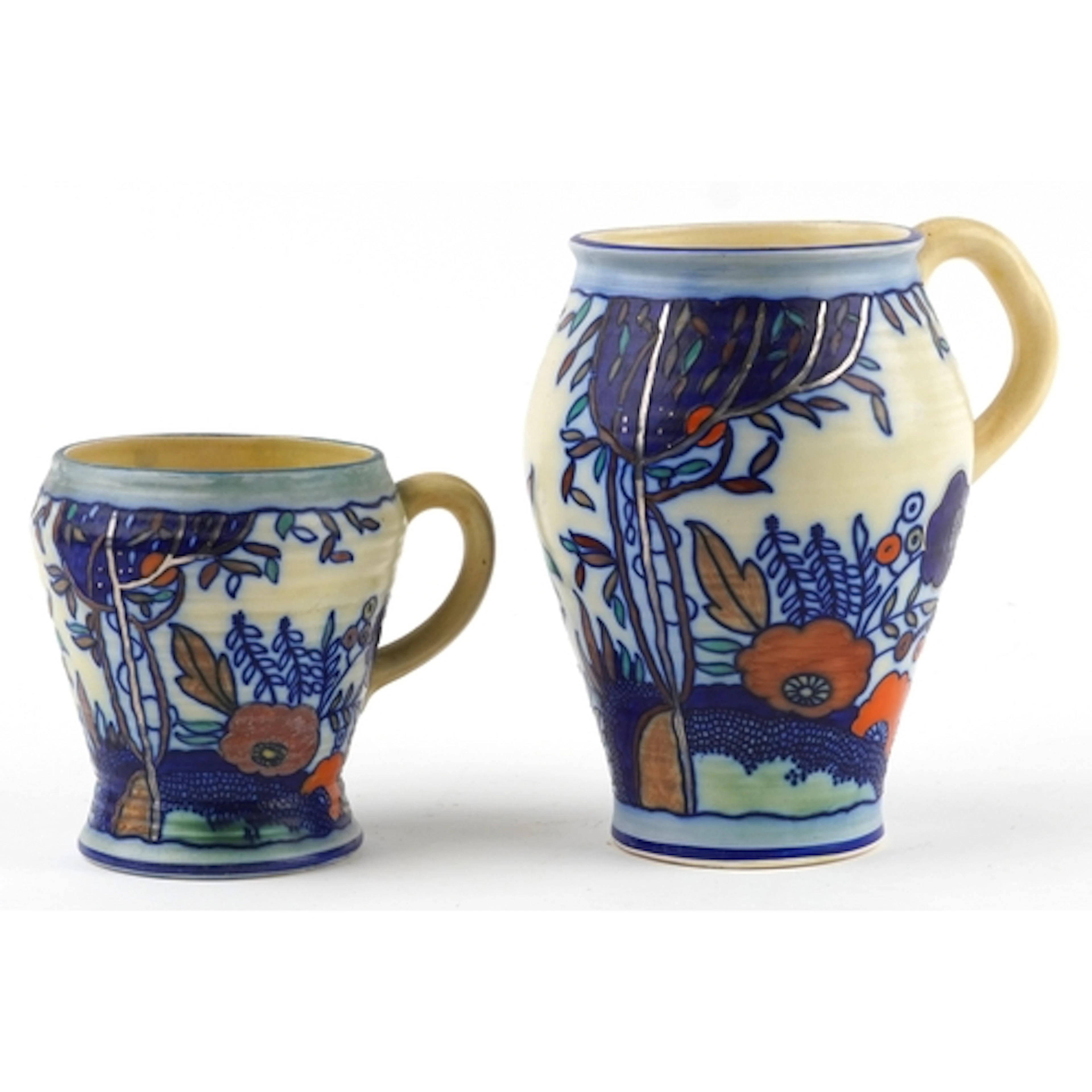 Charlotte Rhead for Wardle, two Art Deco Swansea Ware potter...