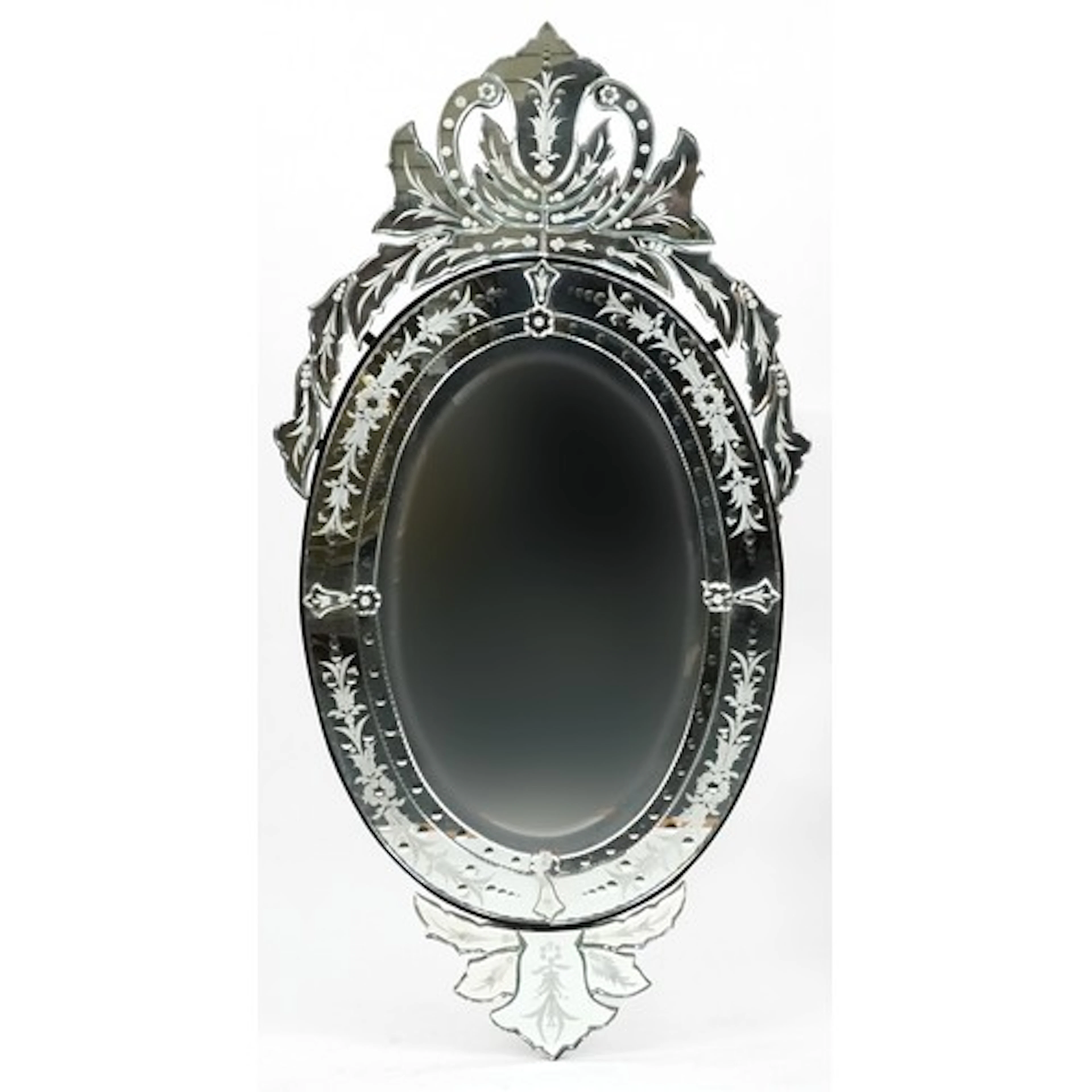 Large ornate Venetian style wall mirror, 141cm x 66cm.