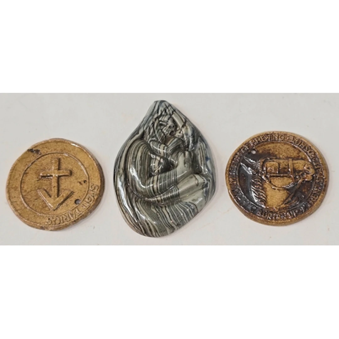 Poole Pottery interest Guy Sydenham pendant plus two smaller...