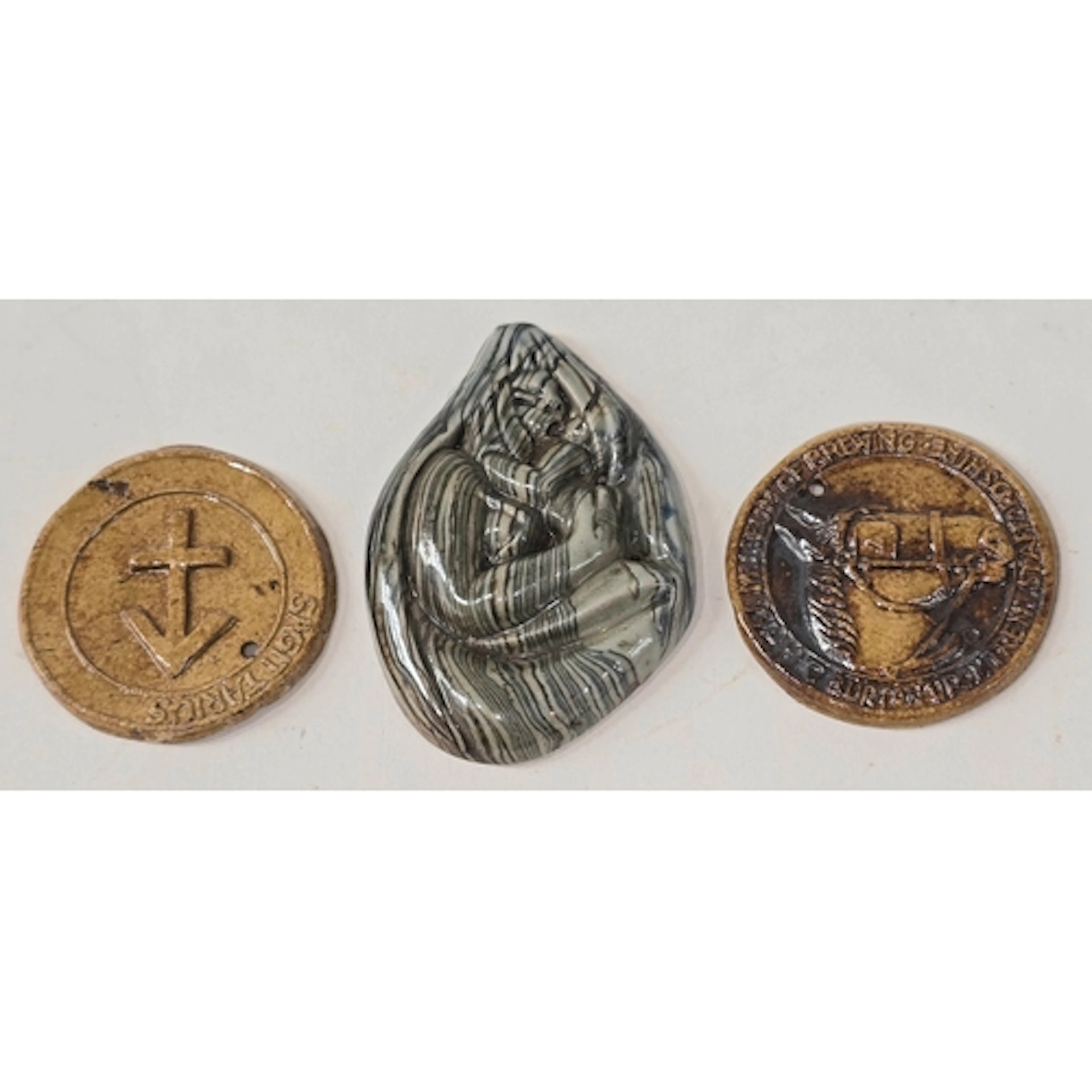 Poole Pottery interest Guy Sydenham pendant plus two smaller...