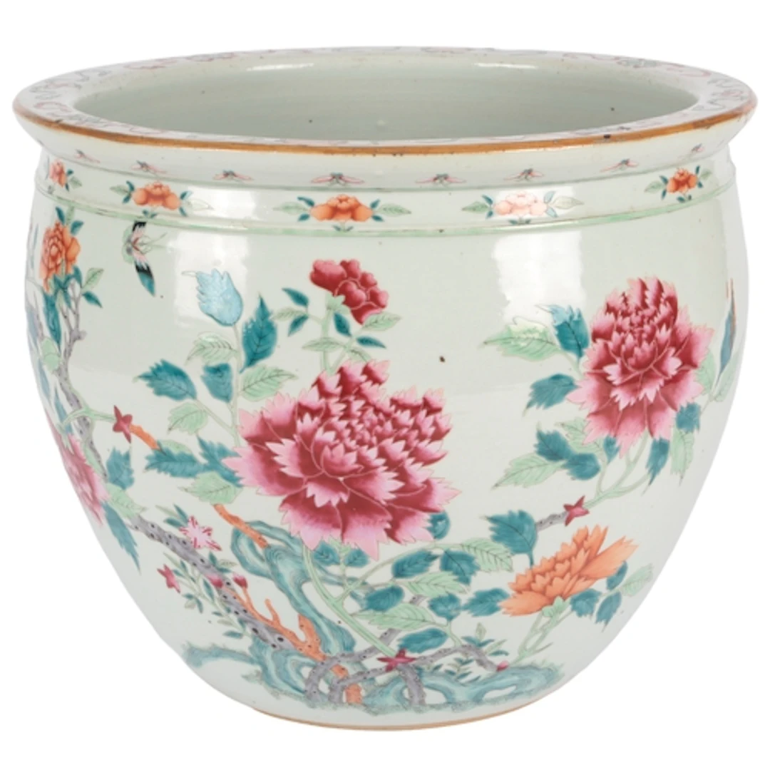 A Chinese famille rose fish bowl or jardiniere, 19th century...