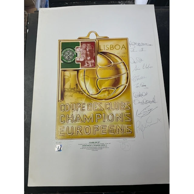 Celtic 1967 Signed Lisbon Lions Football Print: Limited edit...