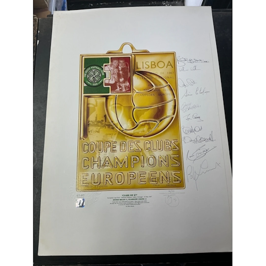 Celtic 1967 Signed Lisbon Lions Football Print: Limited edit...