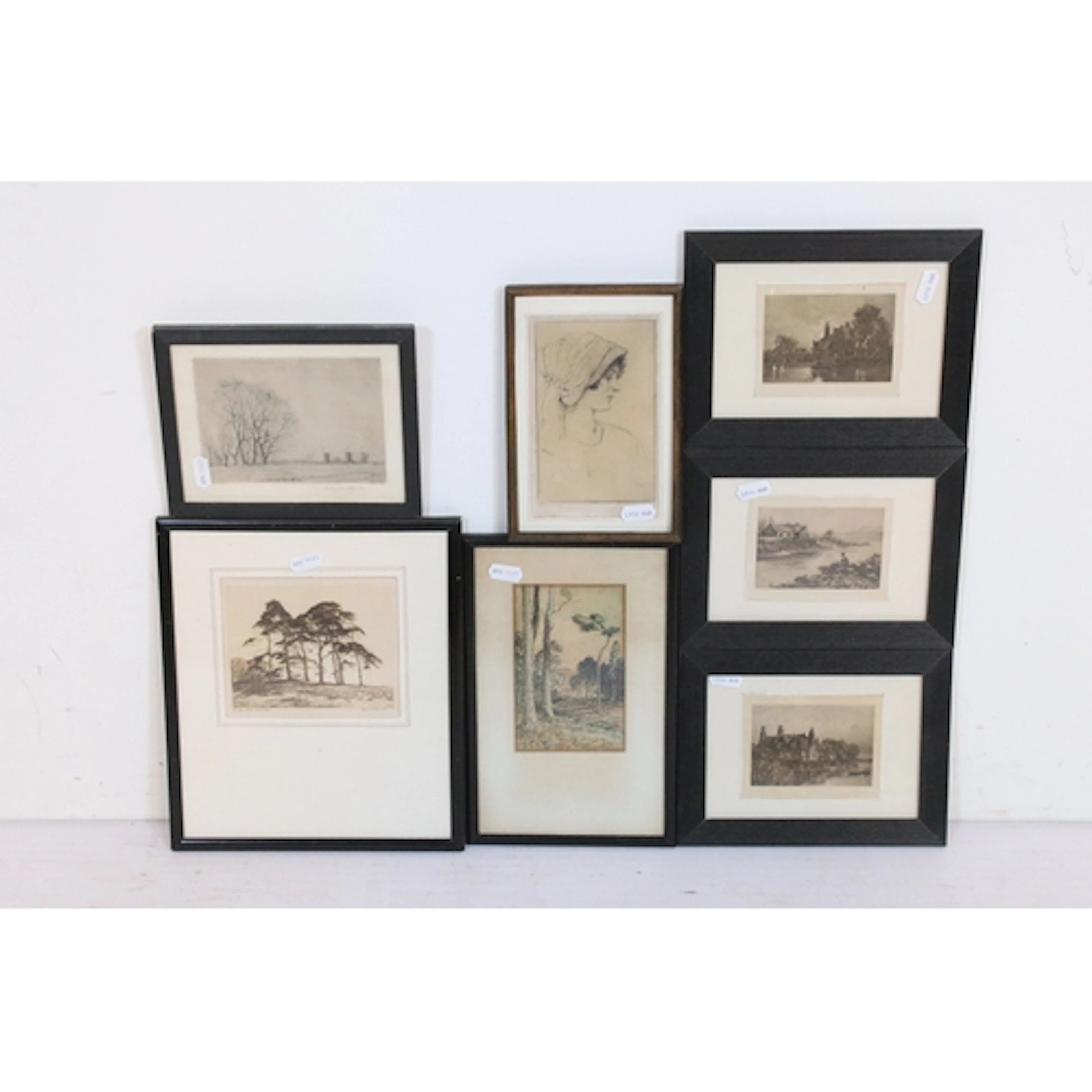Collection of prints and watercolours, to comprise a portrai...