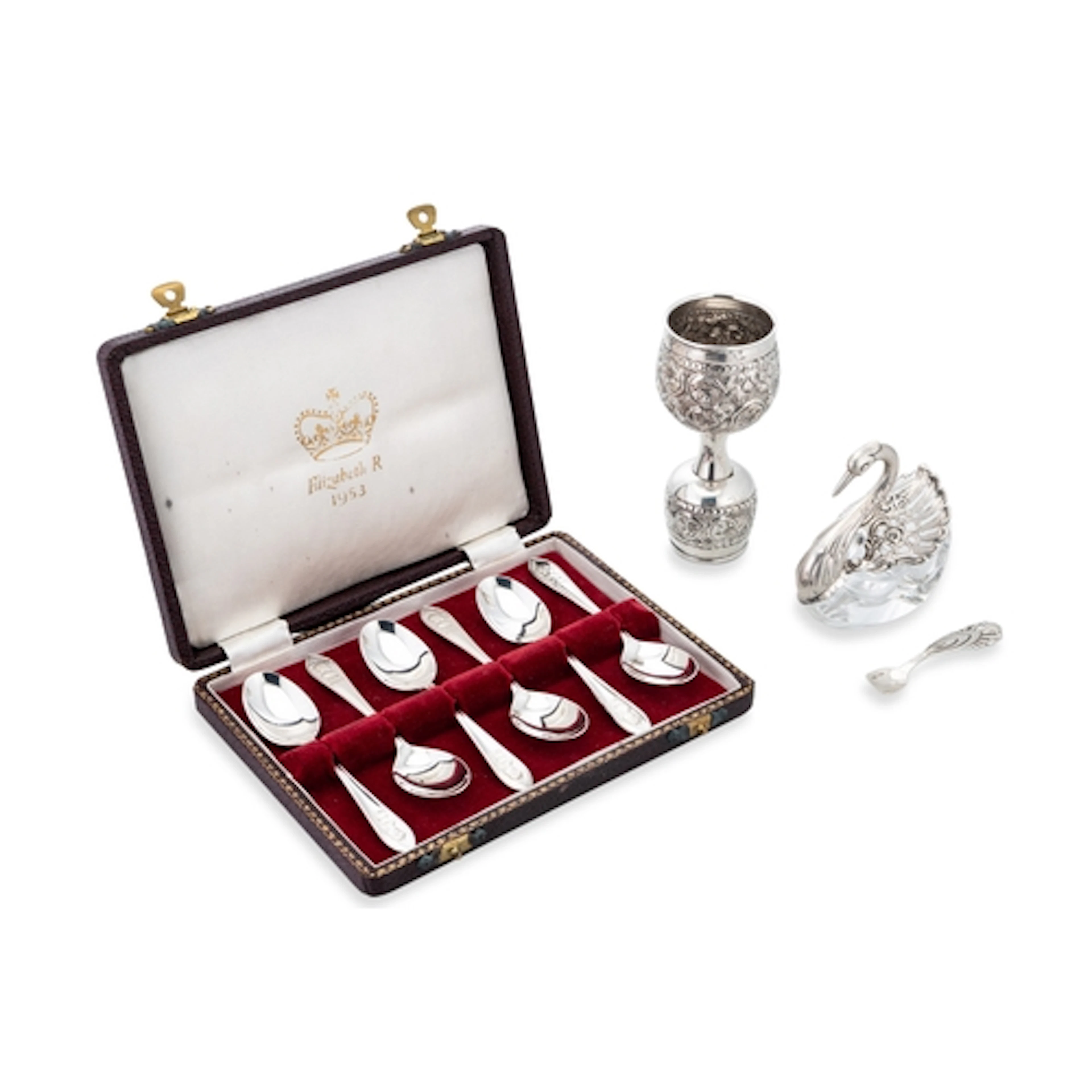 AN INTERESTING COLLECTION OF SILVER AND SILVER-PLATED ITEMS,...