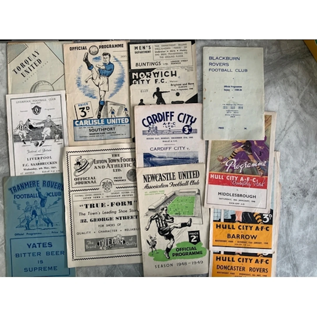 1940s + 1950s Football Programmes: Includes 47/48 Hull v Mid...