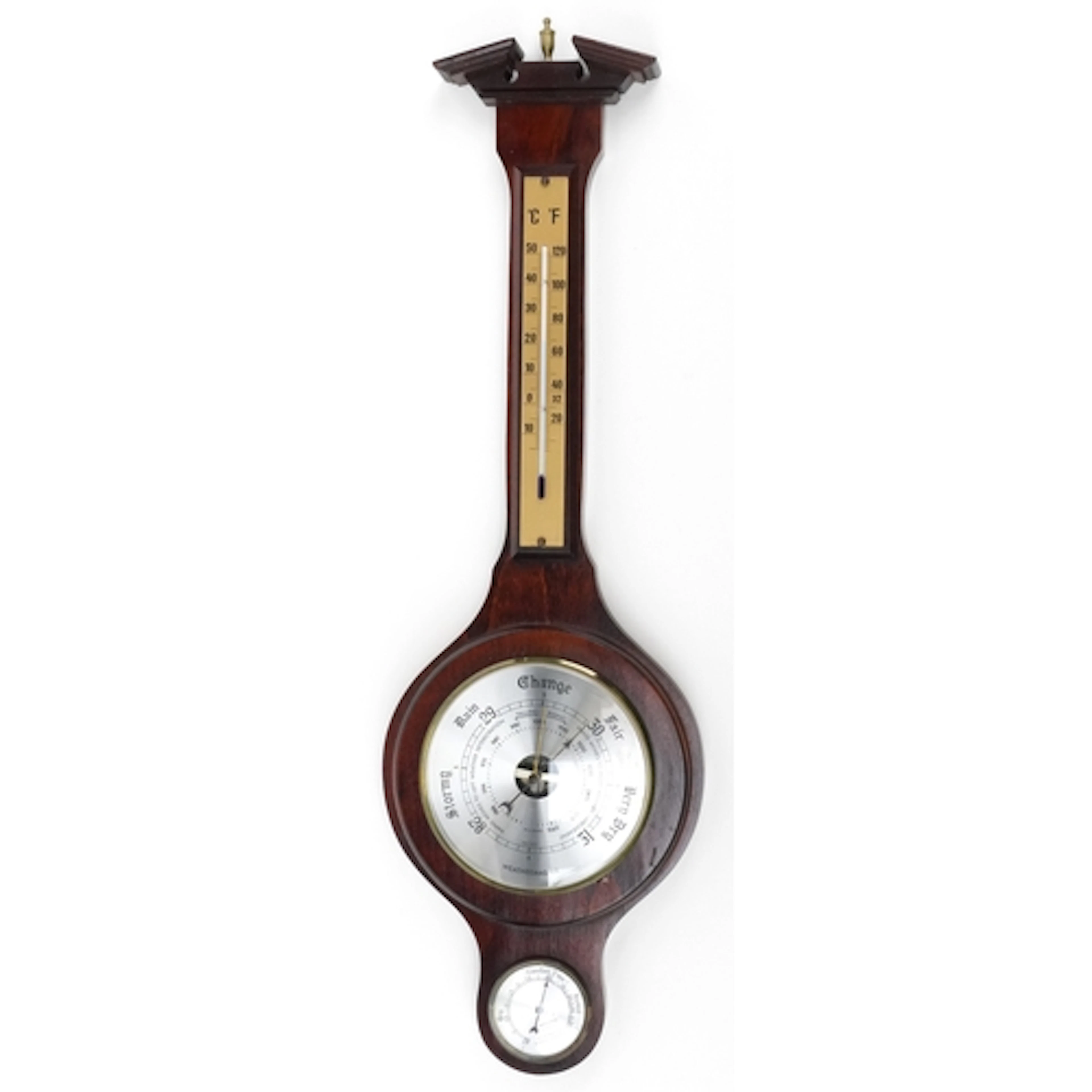 Vintage Weather Master banjo barometer, 73cm high.