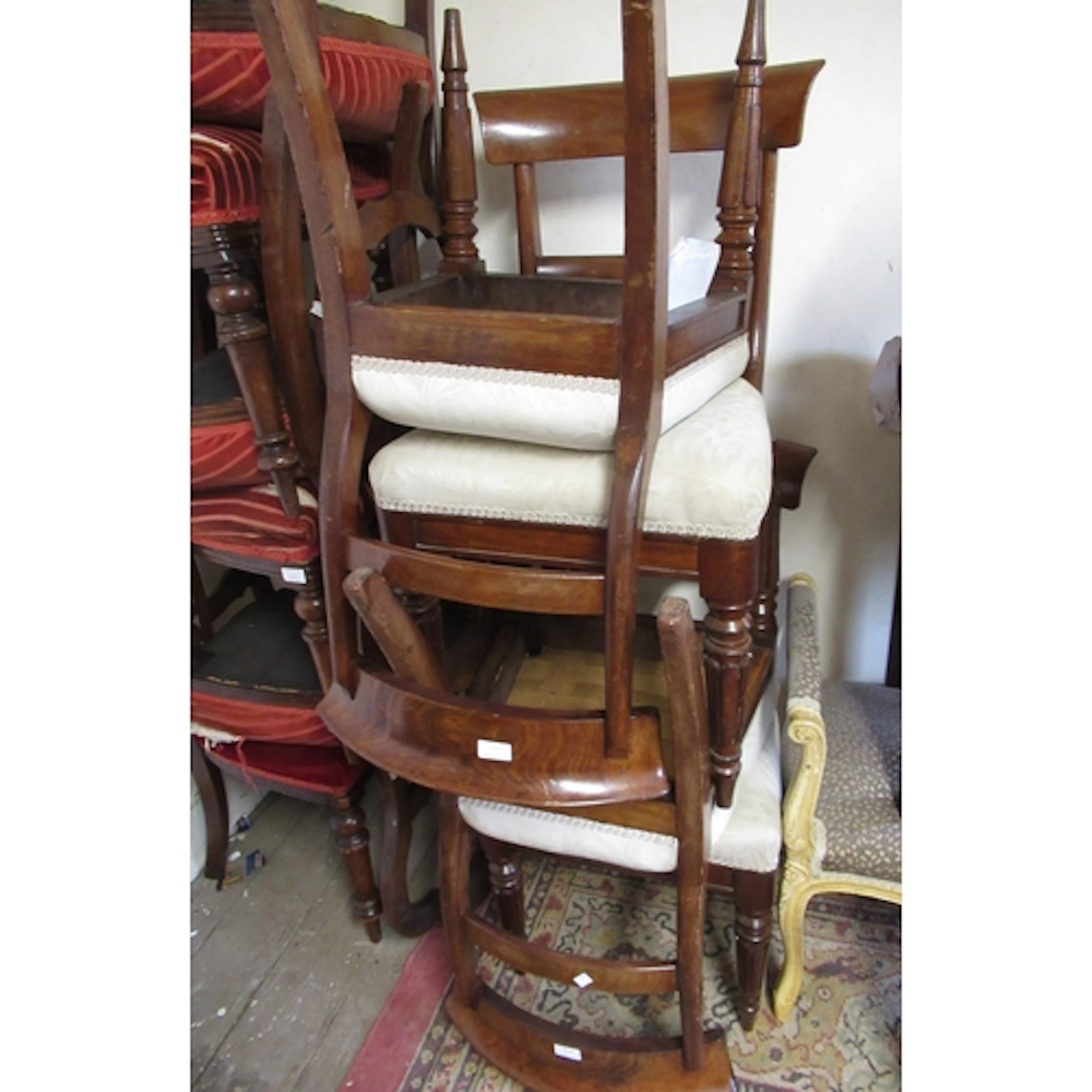 Set of four early 19th Century mahogany railback dining chai...