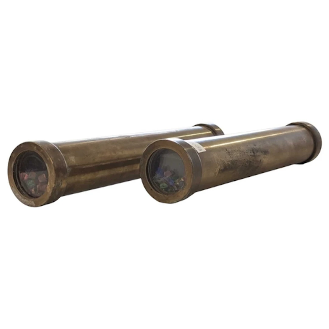Two 20th century brass kaleidoscopes. Each having tubular br...