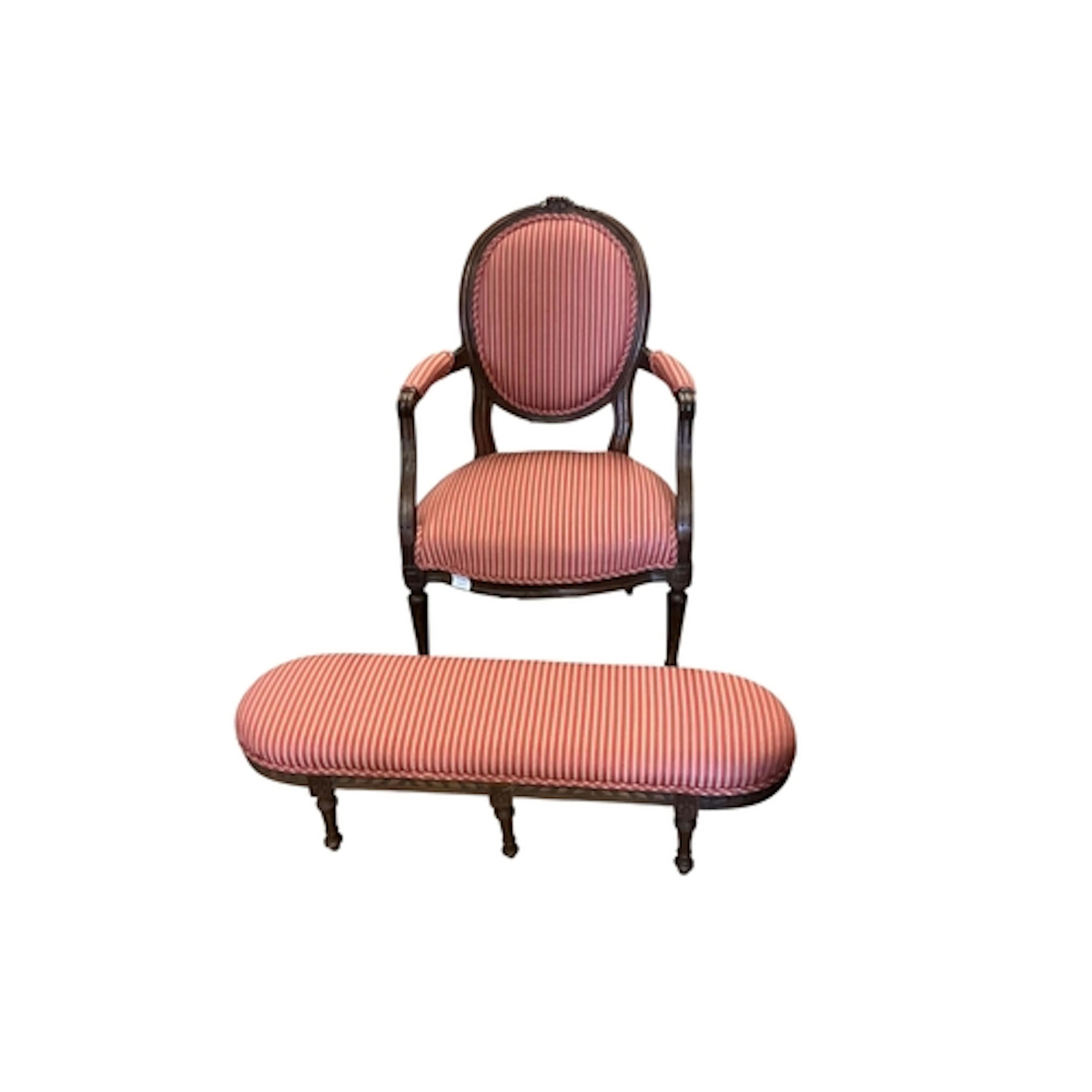 A Louis XVI-style upholstered armchair, width 56cm, depth 35...