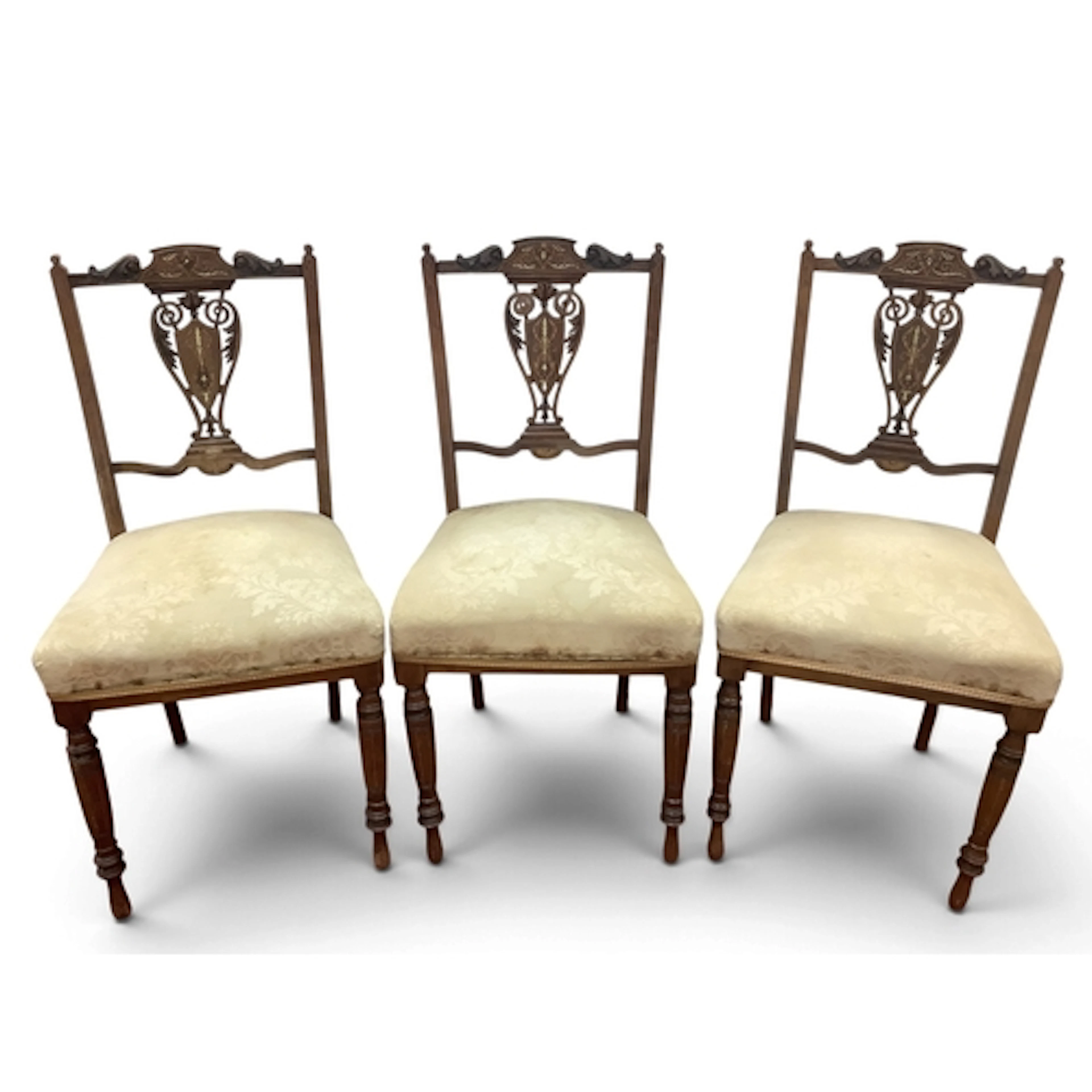 Set of Three Edwardian Inlaid Bedroom Chairs (3).