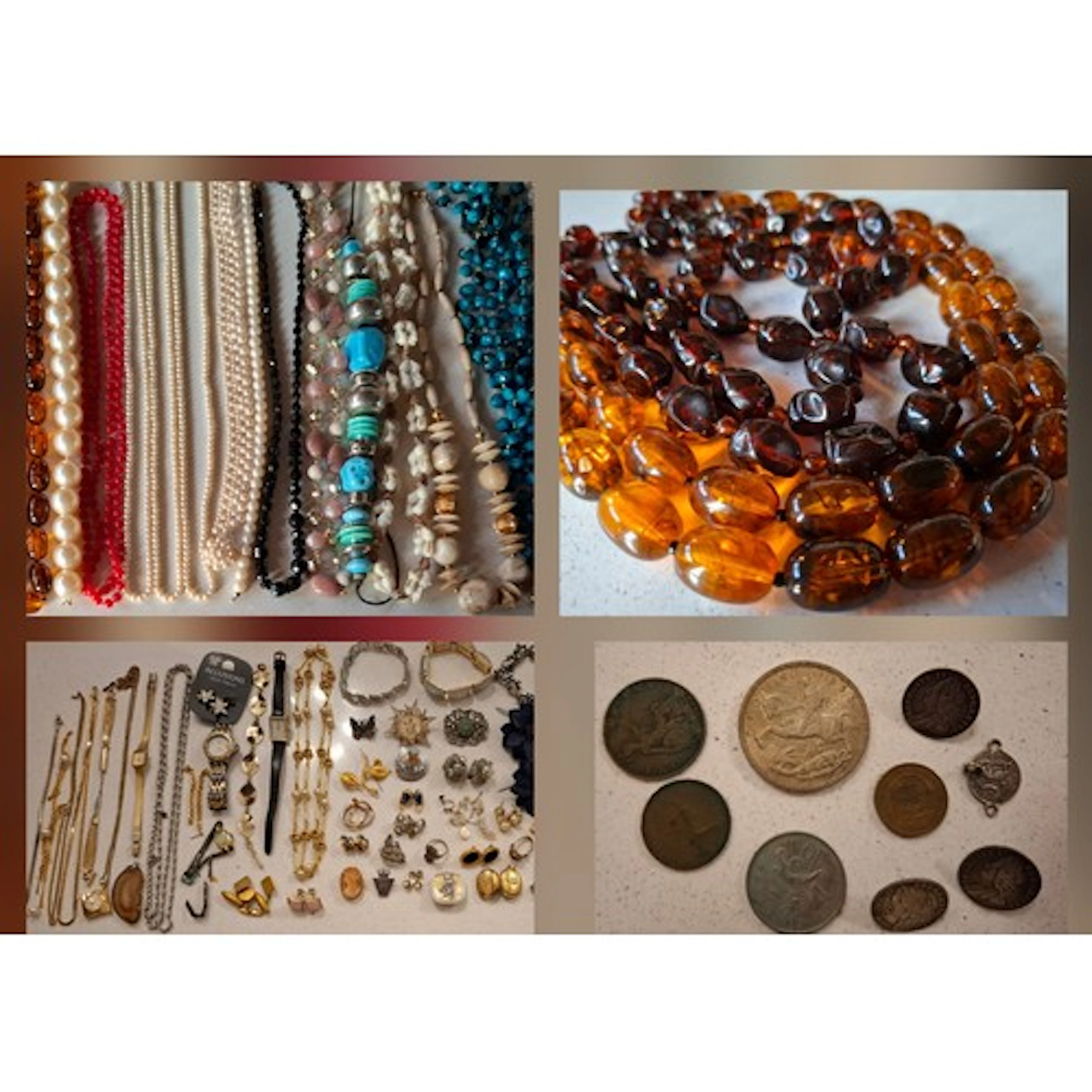 Vintage costume jewellery and ladies watches to include bead...