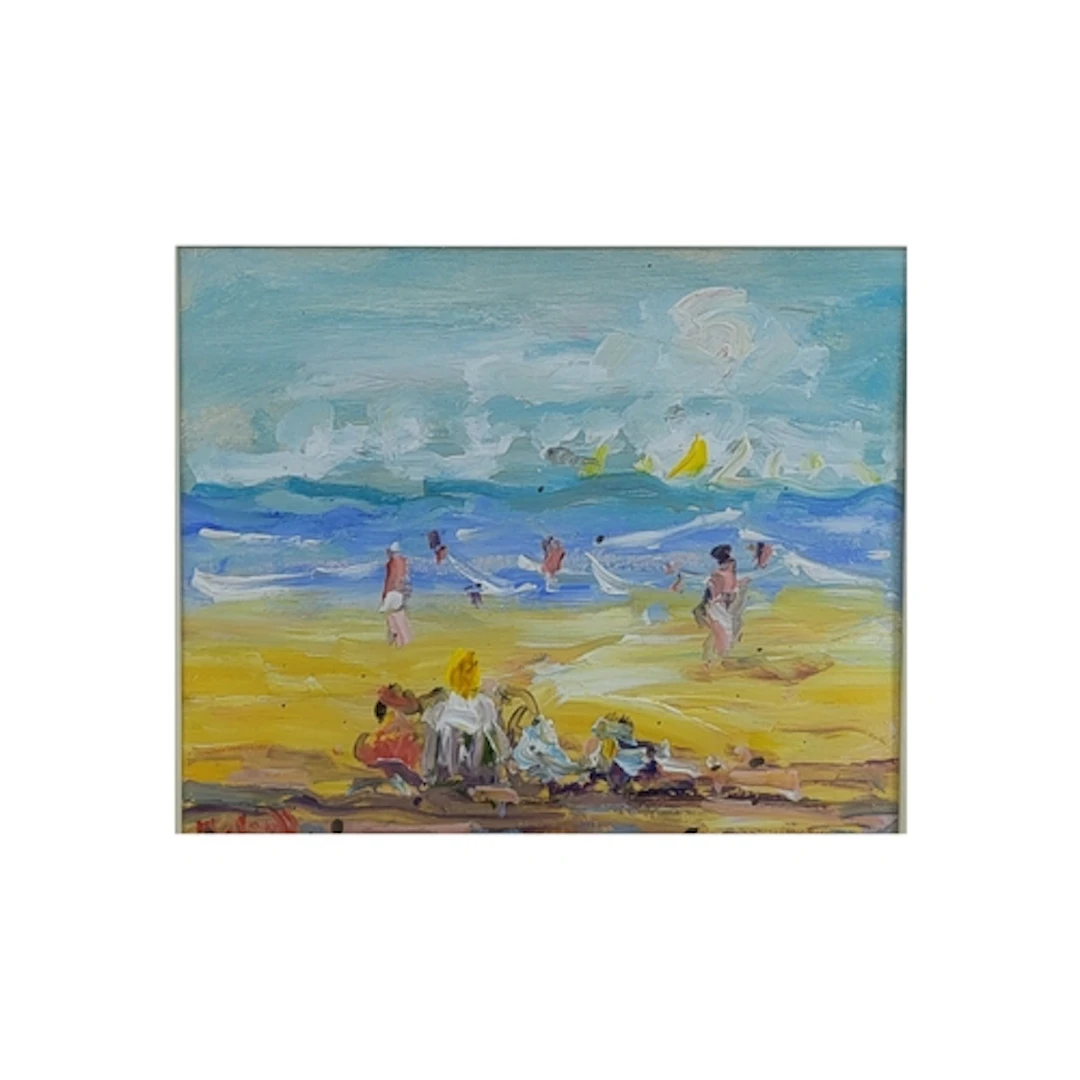MARIE CARROLL (Irish 20th Century) figures on a beach, untit...