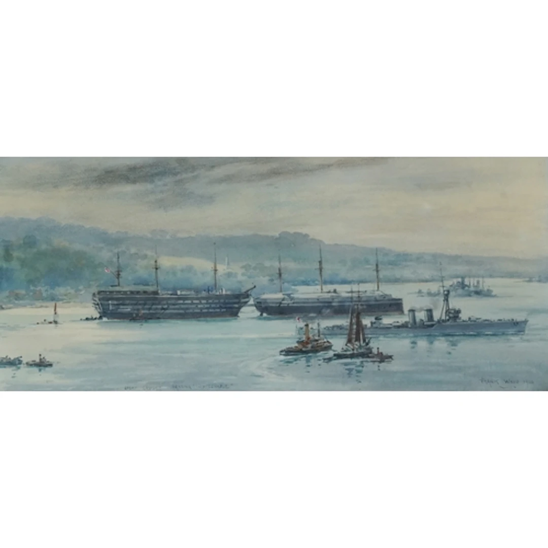 Frank Watson - Naval interest Light Cruiser Passing 'Impregn...