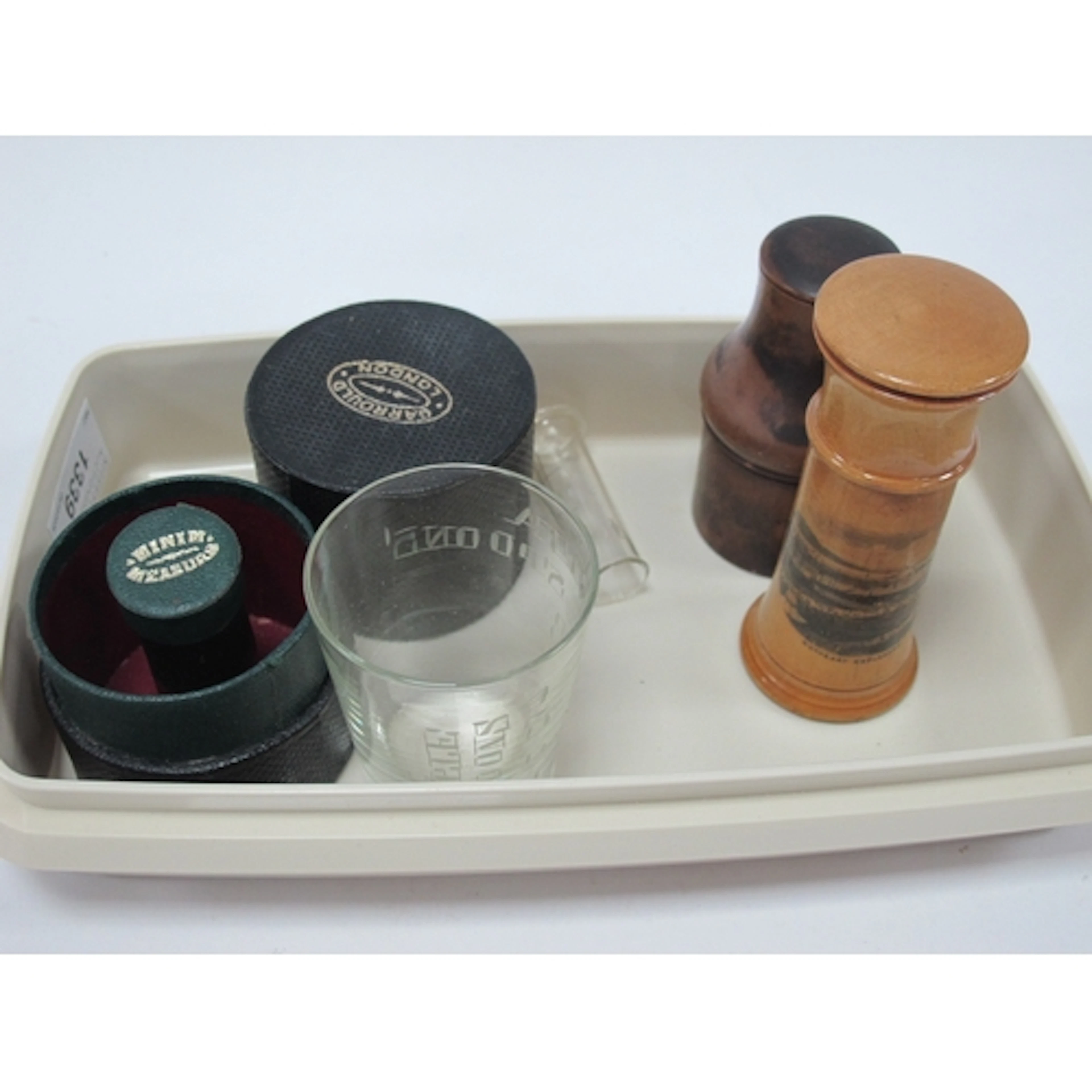 Treen Cylinder Box 'Rothesay Esplanade', 9.5cm high, screw-t...