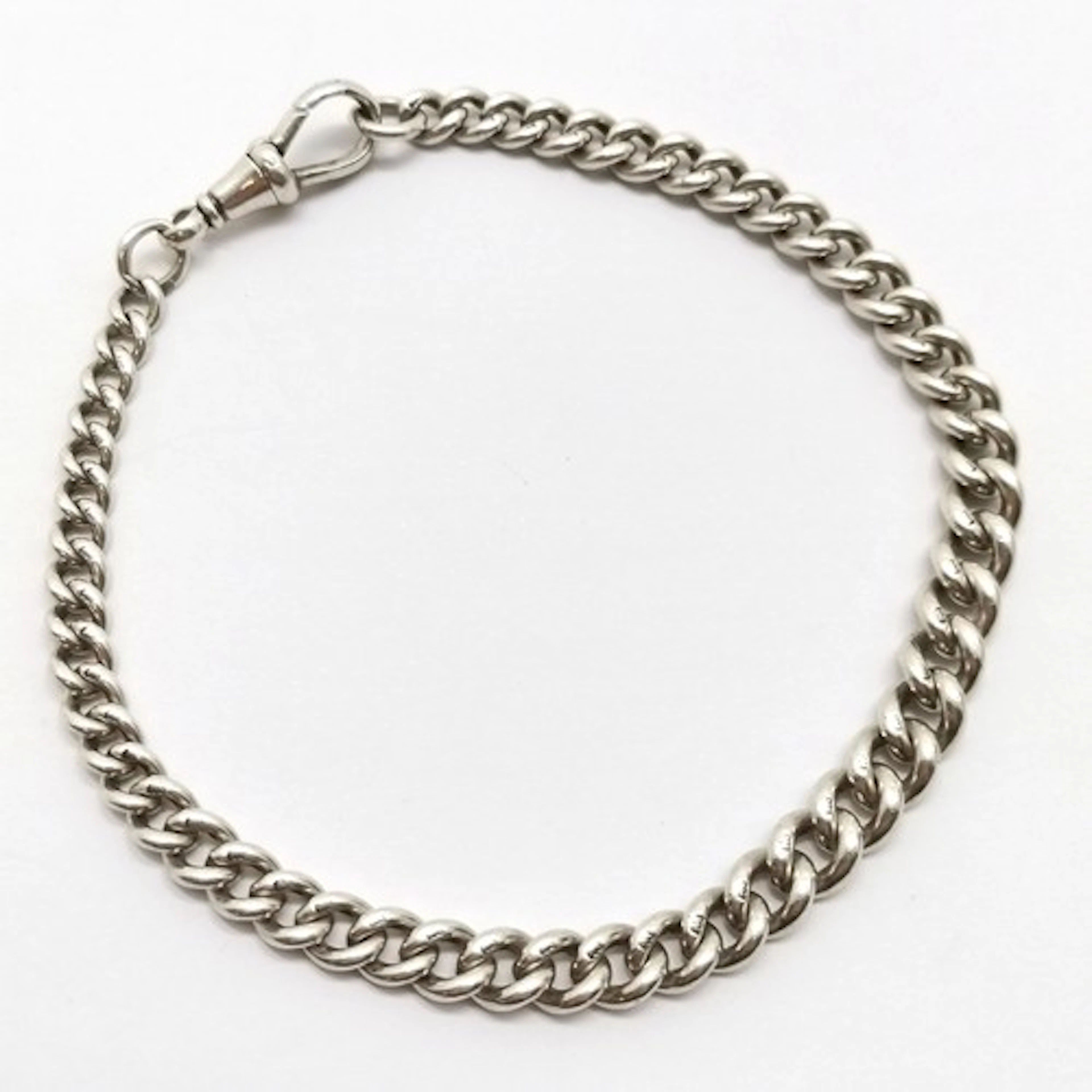Antique silver hallmarked graduated albert chain bracelet - ...