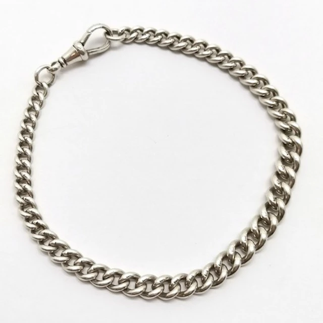 Antique silver hallmarked graduated albert chain bracelet - ...