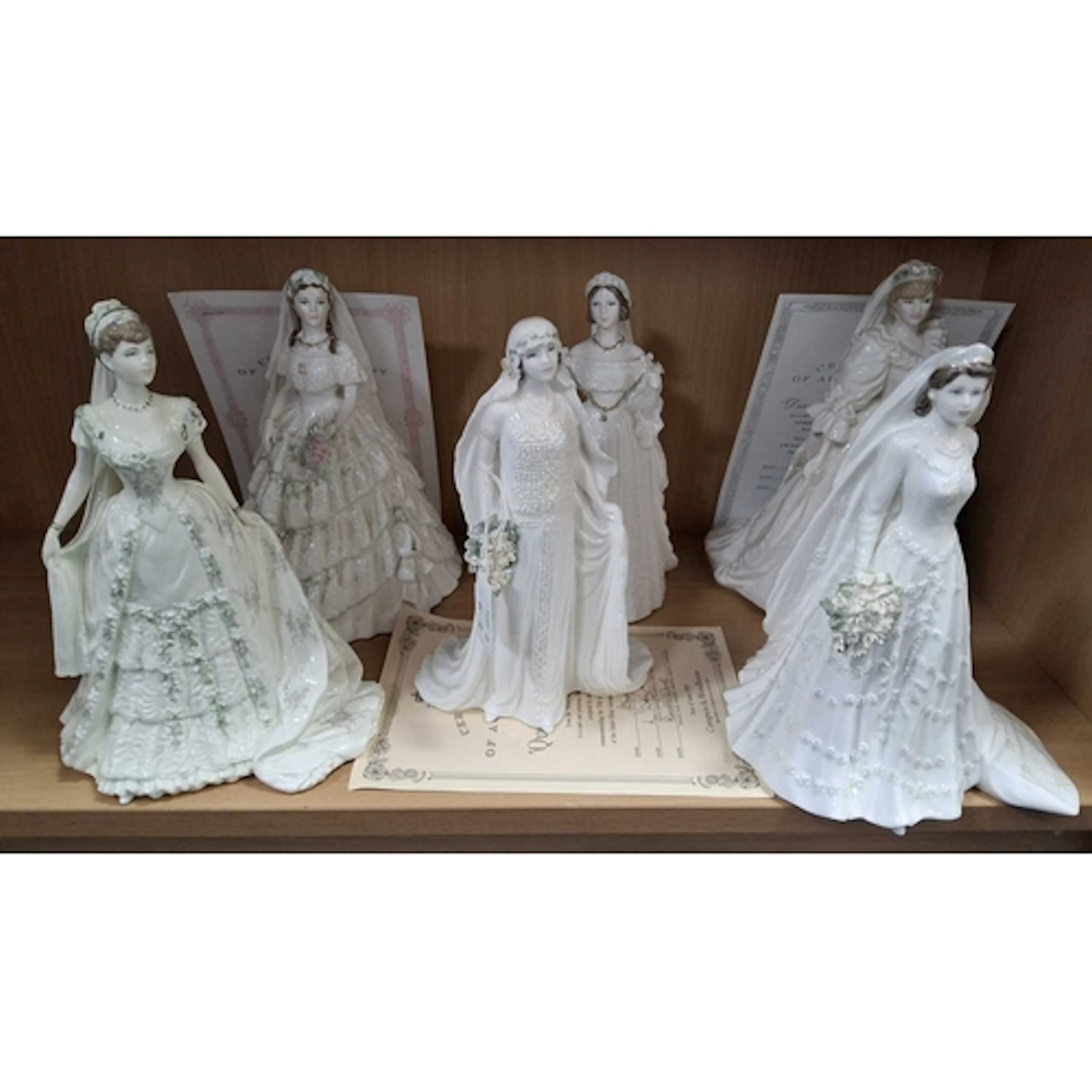SIX LIMITED EDITION COALPORT ROYAL BRIDE FIGURES, for Compto...