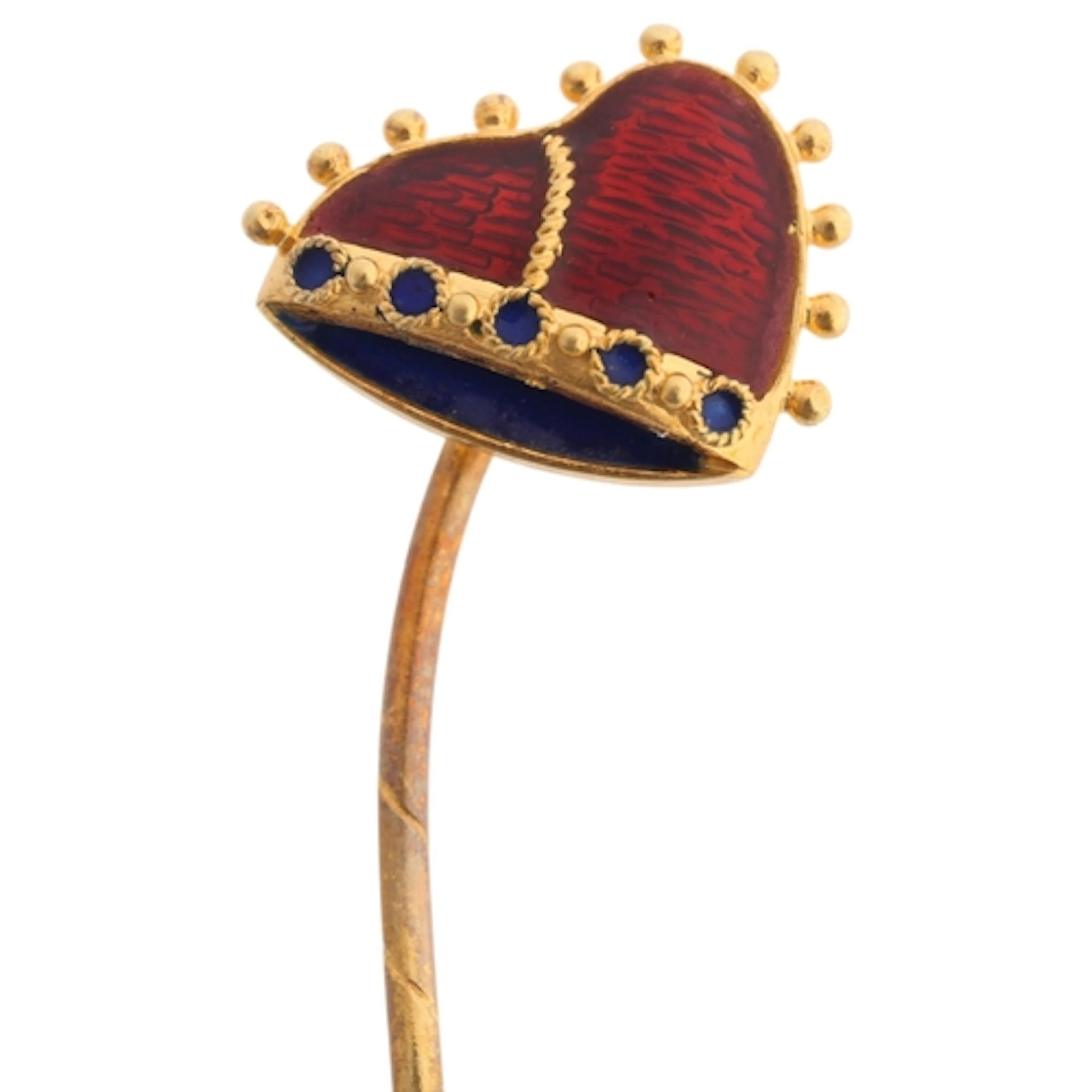 An Antique 18ct gold enamel 'Corno Ducale' stickpin, modelle...