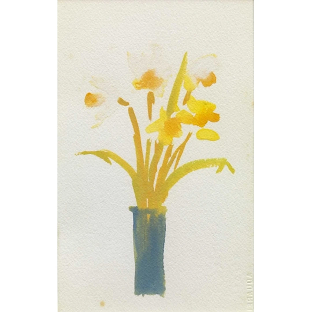 § John MILLER (1931-2002) Daffodils Gouache, stamp signed, i...