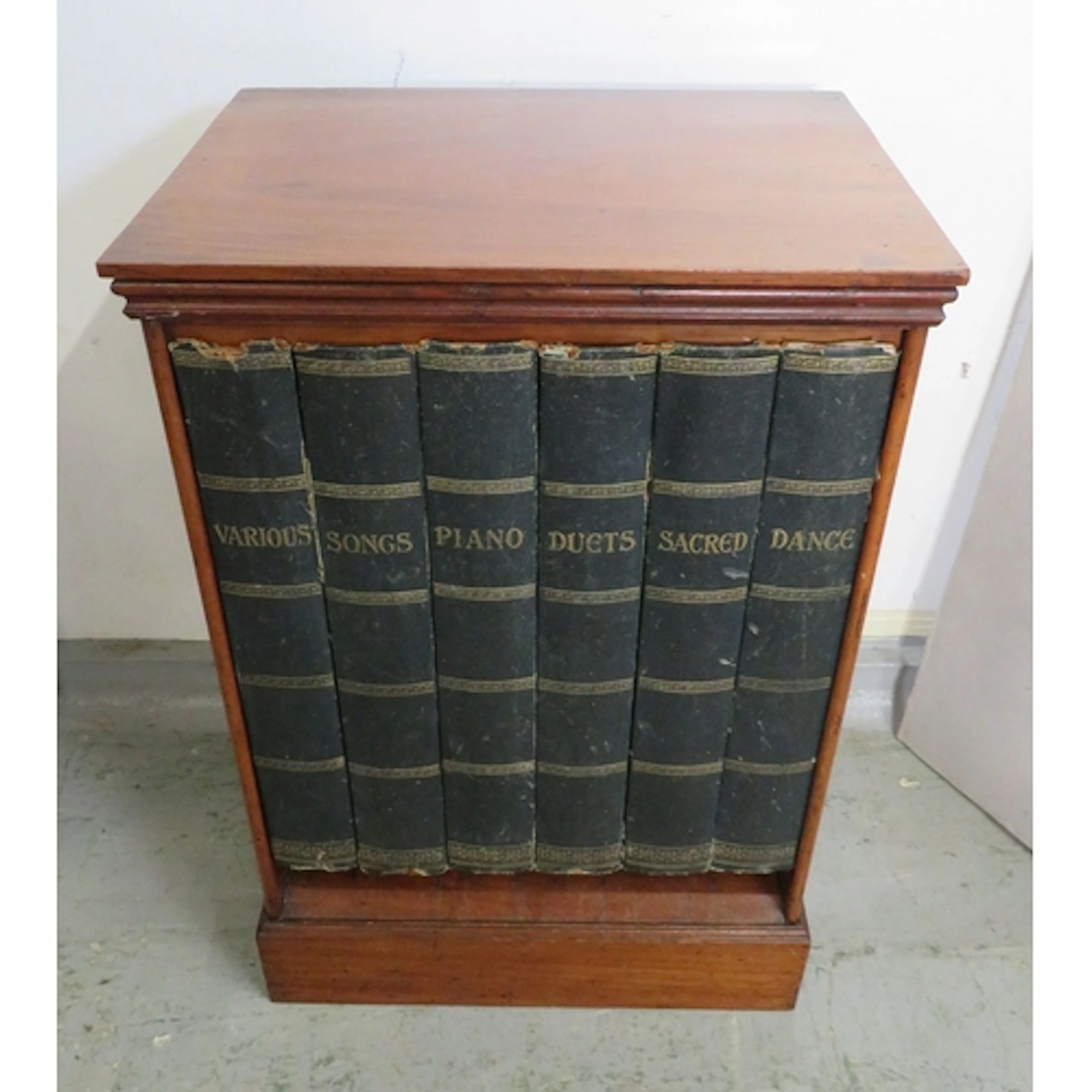 Antique Mahogany Music Cabinet with 6 fall front drawers, fa...