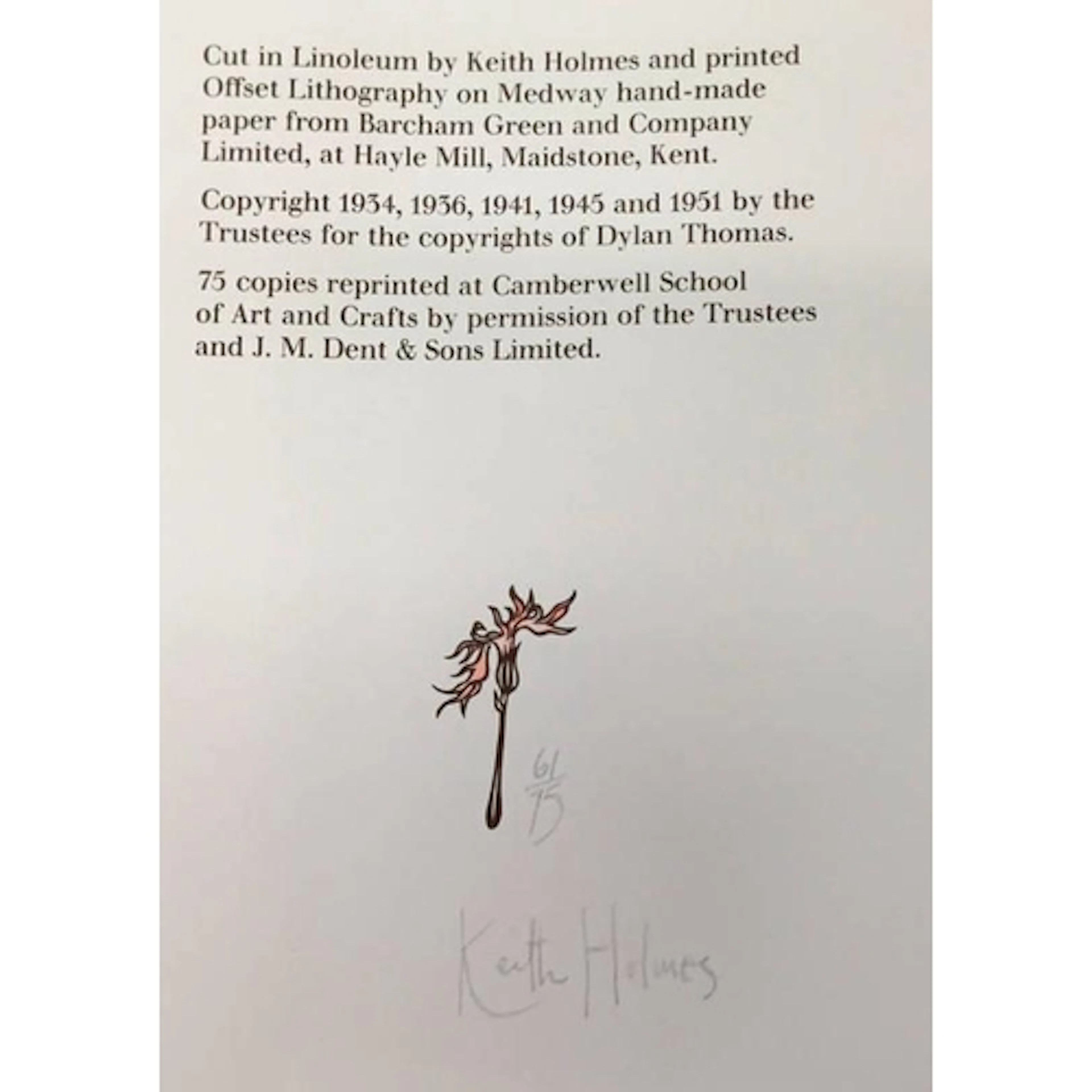 SEVEN POEMS BY DYLAN THOMAS, LIMITED EDITION NO.61/75, SIGNE...