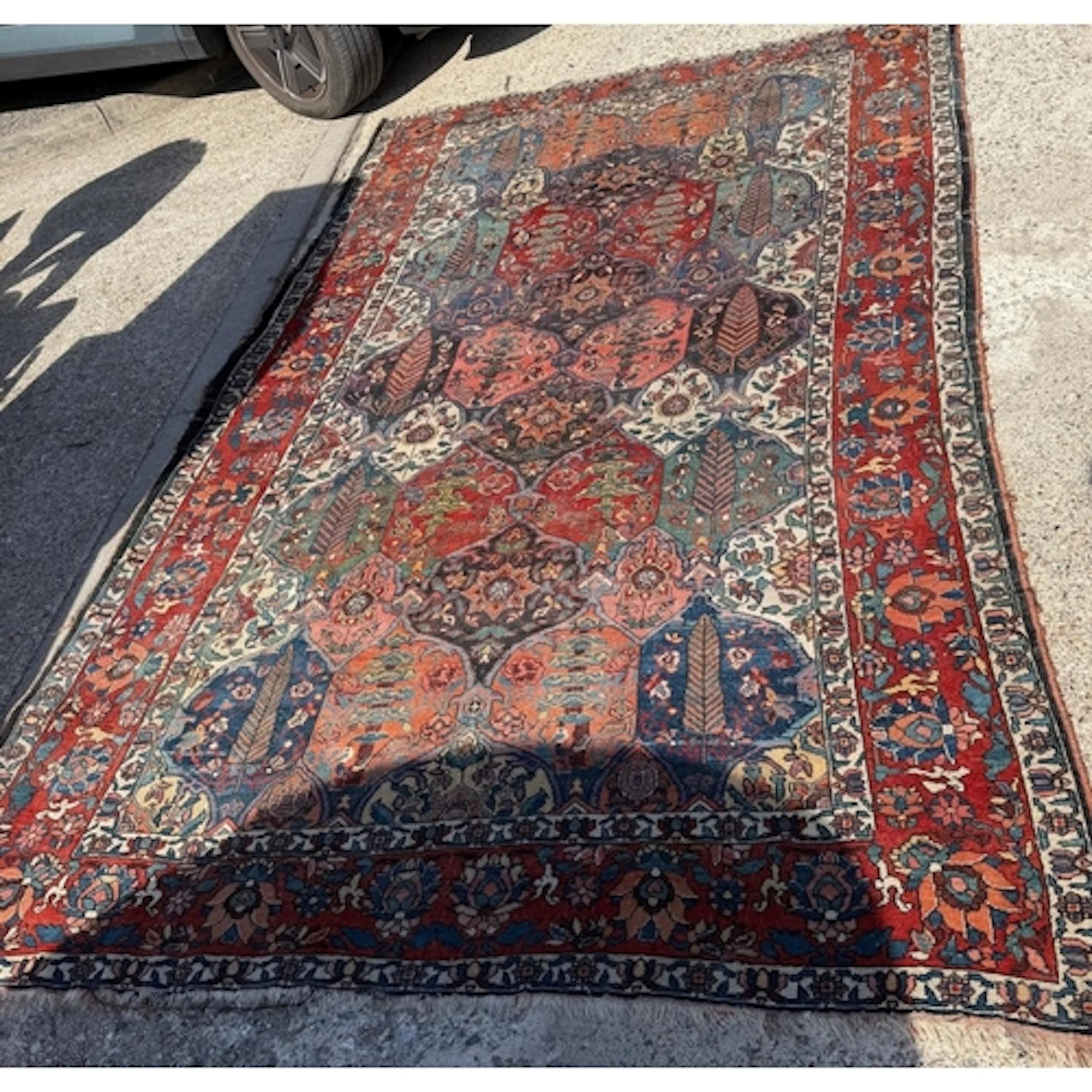 Persian Bakhtiari style carpet/rug. Needs cleaning, thread ...