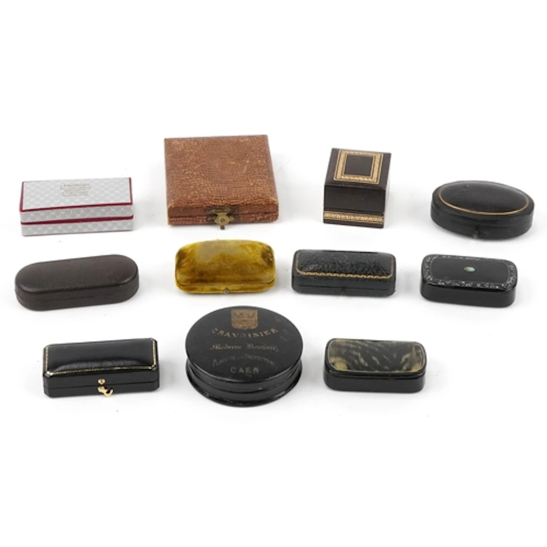 Collection of antique and later jeweller's jewellery boxes a...