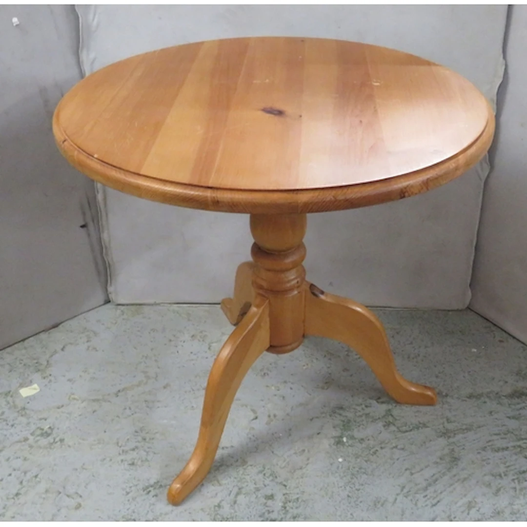 Pine Circular Flip Top Table, turned central column, tripod ...