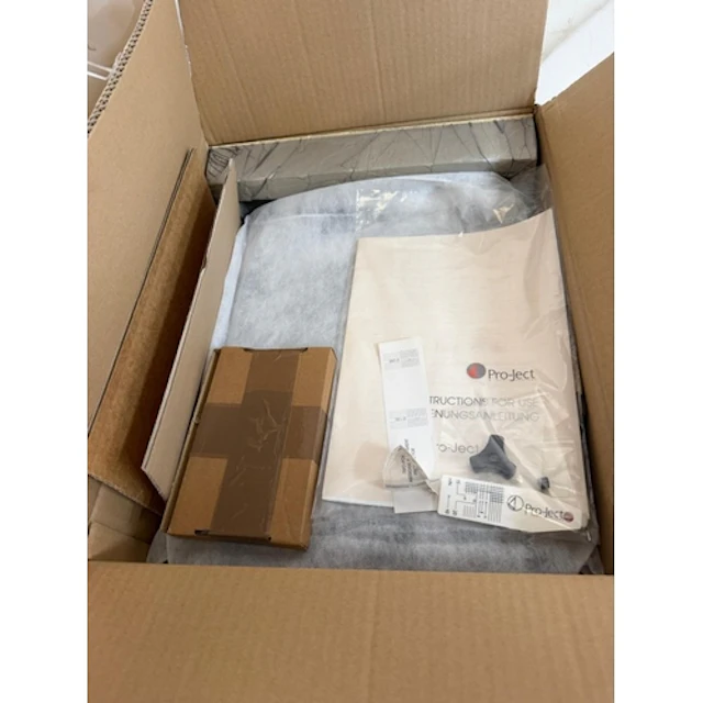 A Pro-Ject Essential turntable. Boxed