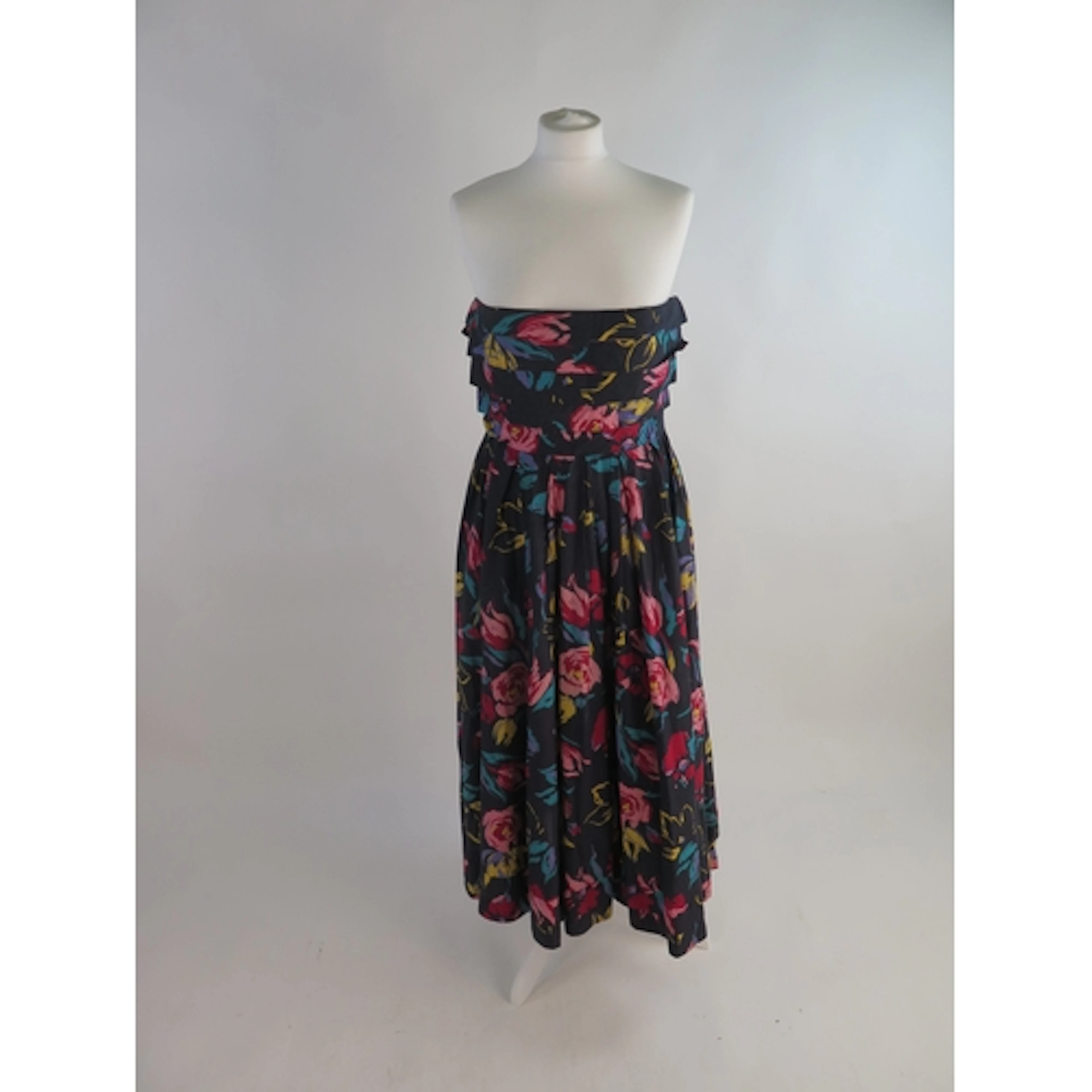 Laura Ashley - a vintage lady's mini dress in green silk wit...