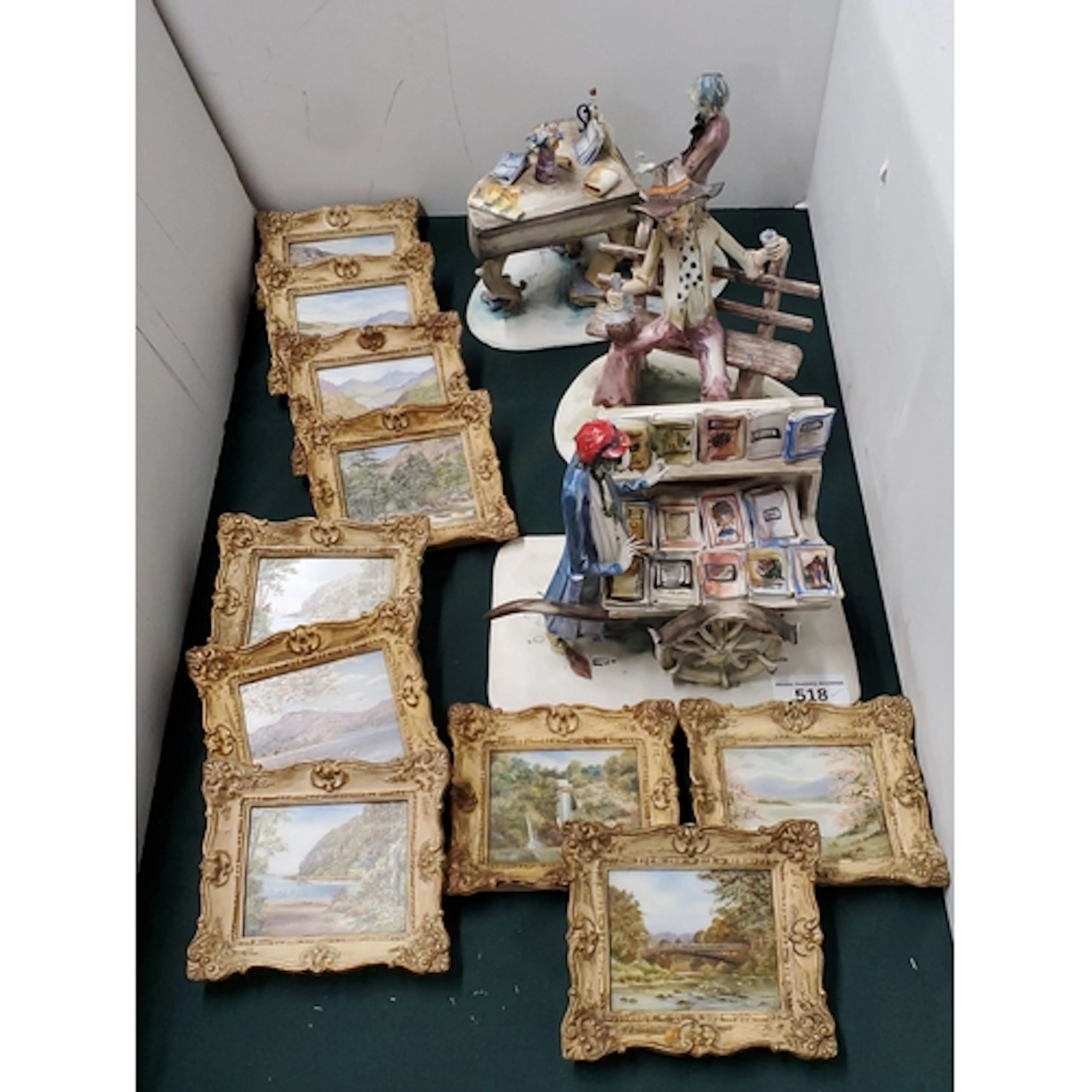 A set of three capodimonte style figures and a quantity of s...