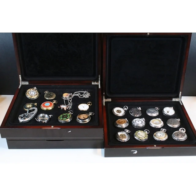 Assorted collection of ornate designs decorative pocket watc...
