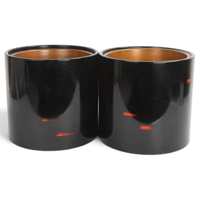 A pair of mid-century Japanese lacquered Hibachi, height 25....