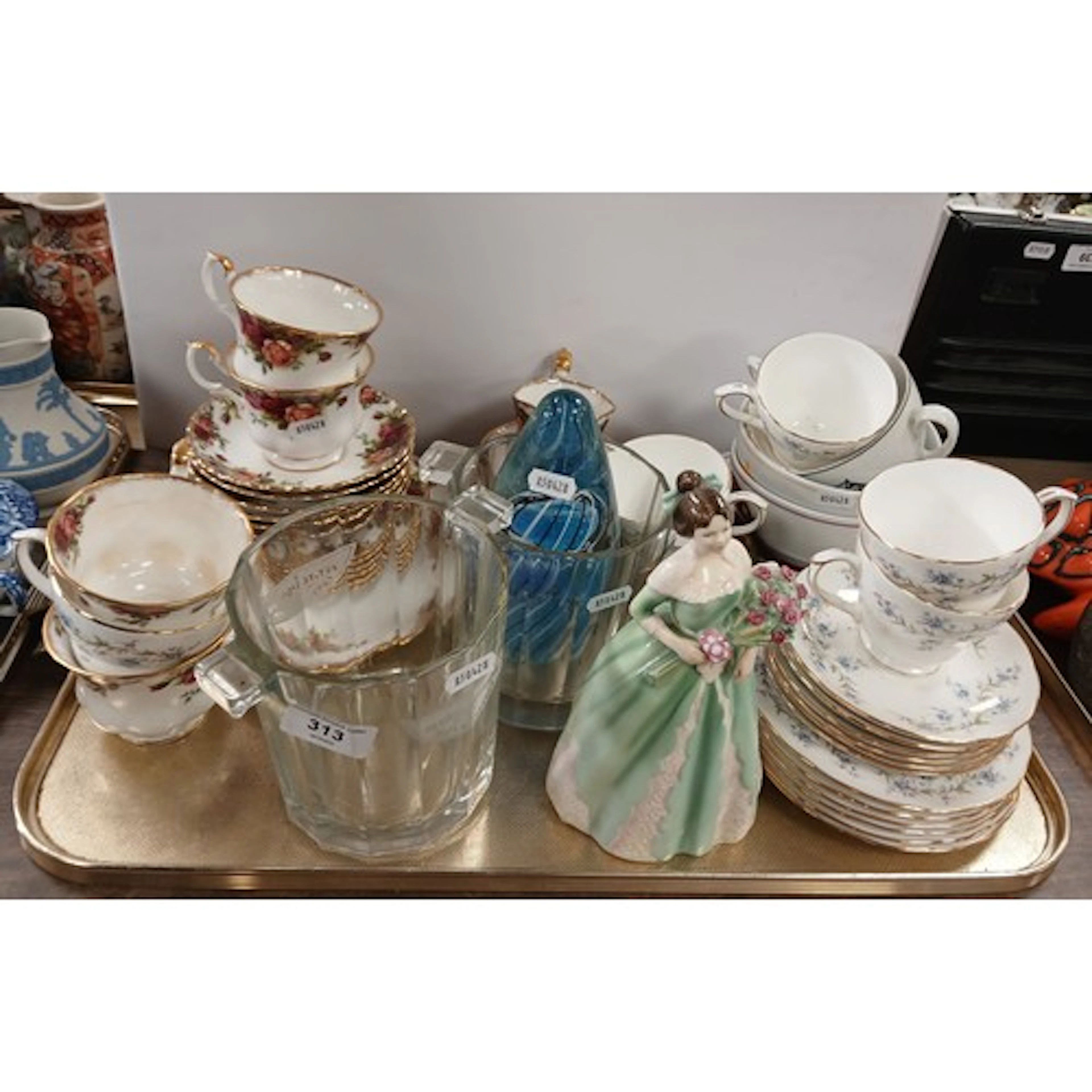 Pair of Moet and Chandon glass ice pails, Royal Albert count...