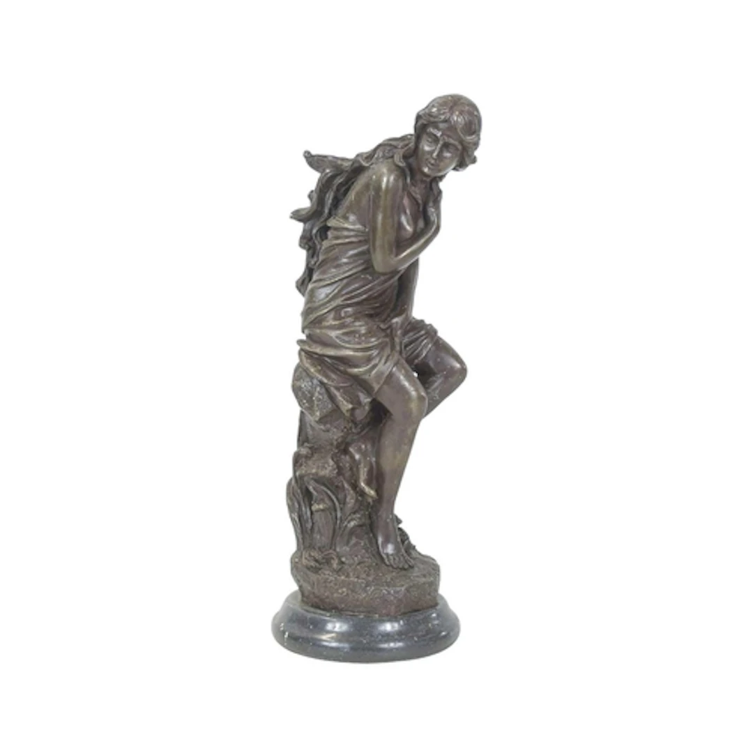 A cast patinated bronze figure of a maiden. Later 20th centu...